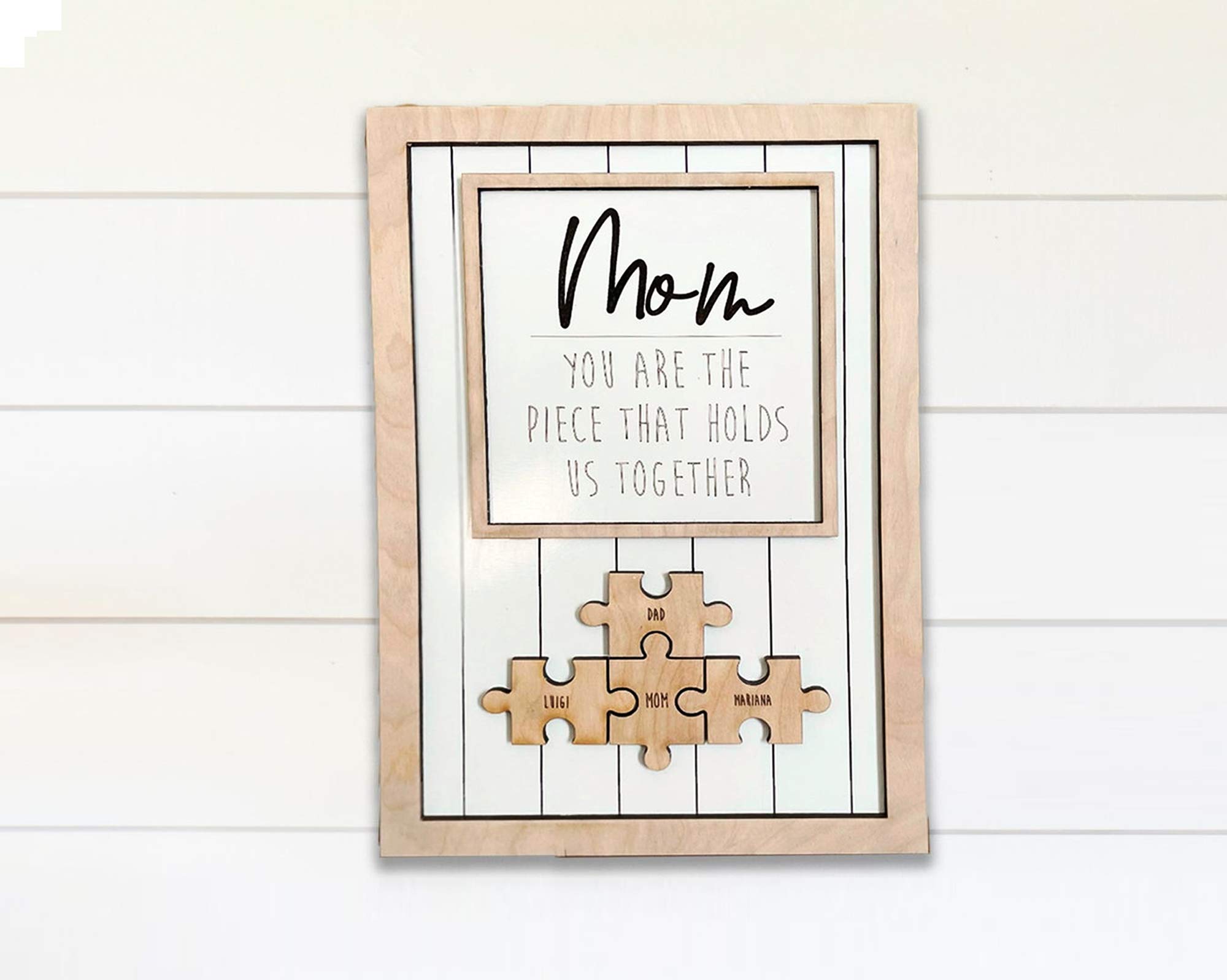 Personalized Mom Puzzle Sign Set - 2 Custom Puzzle Pieces for Mother's Day, Birthday, Anniversary - Unique Home Decor Gift for Mom