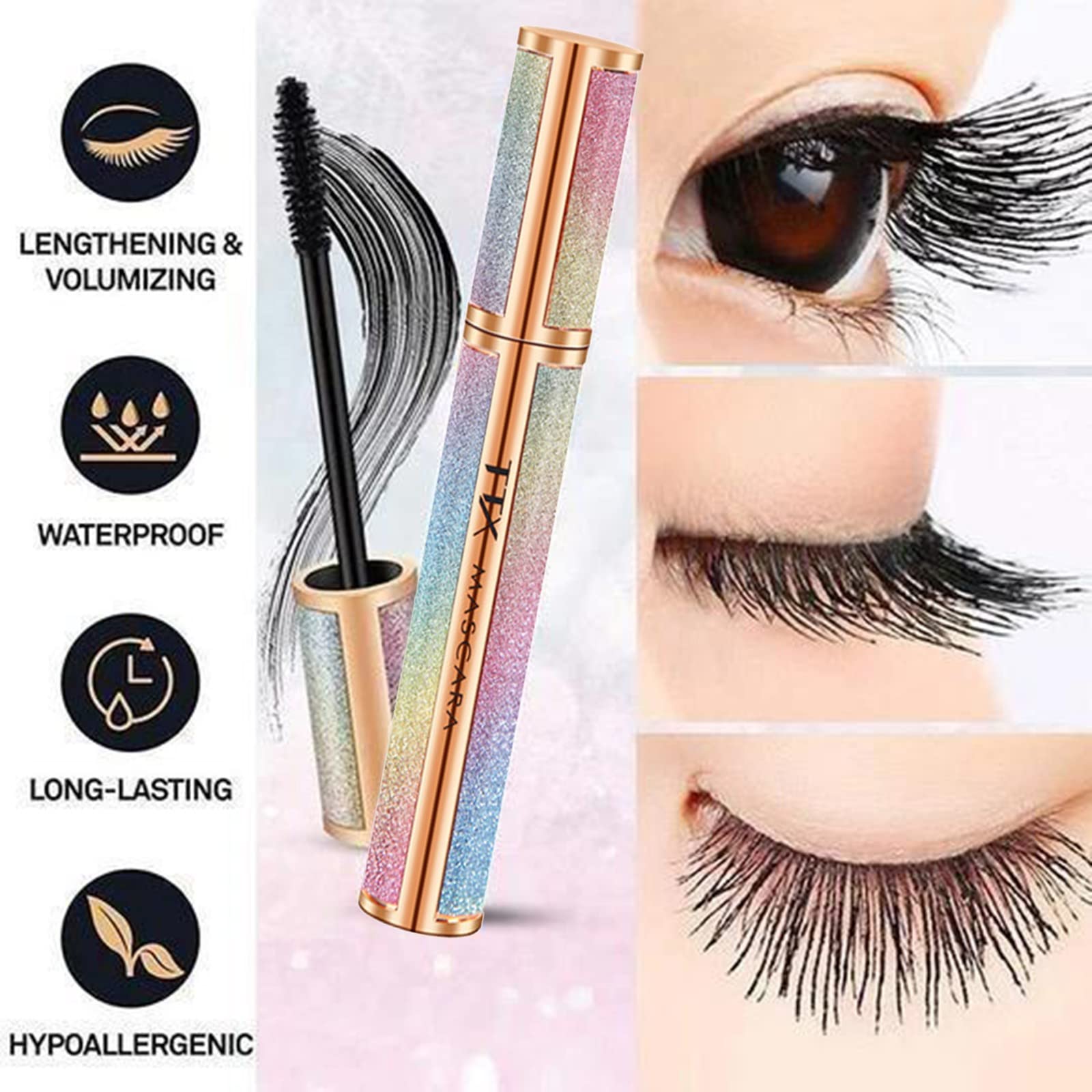 4D Silk Fiber Waterproof Mascara - Long Lasting, Smudge Proof, Volumizing & Curling for Starry Sky Lashes | Perfect for Night Out, Date Night & Special Occasion Makeup