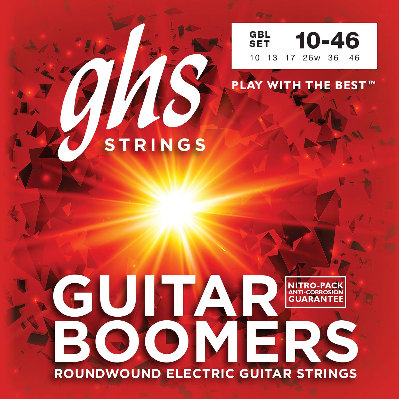 GHS Strings GBL Guitar Boomers - Nickel-Plated Electric Guitar Strings (10-46 Gauge) - 10 Pack - Perfect for Rock, Blues & Live Performances