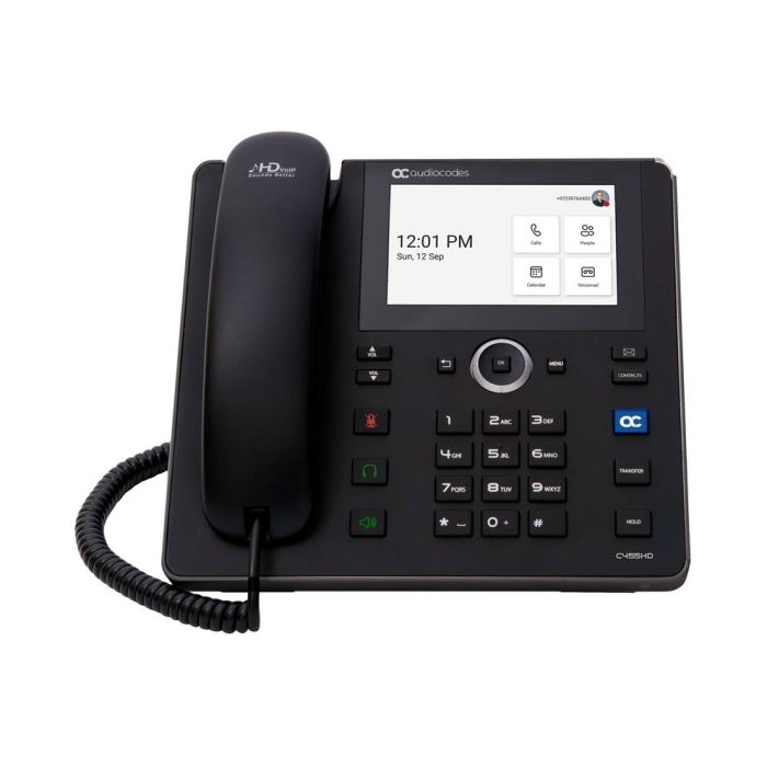 AudioCodes C455HD IP Phone with POE & Gigabit Ethernet - Black | VoIP Business Phone for Office & Remote Work