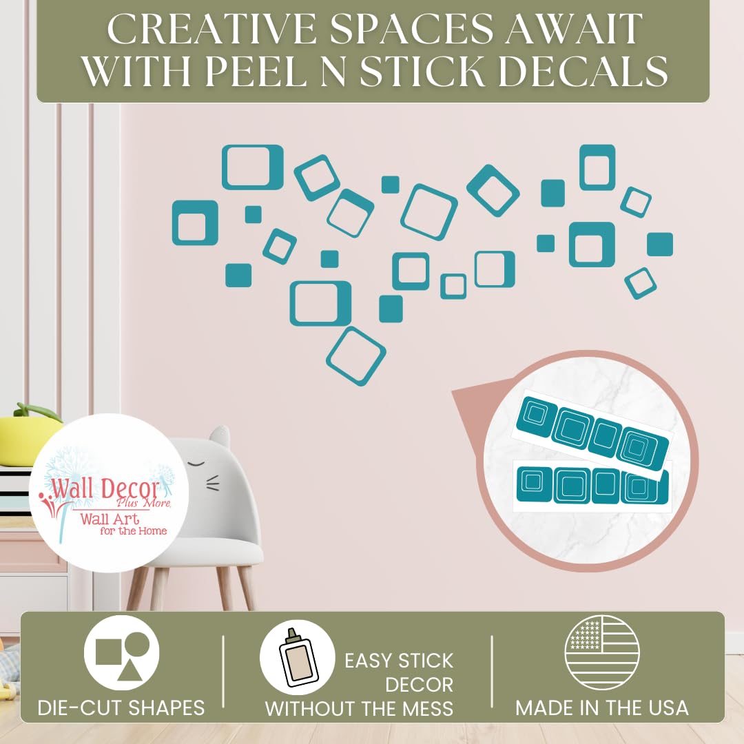 Funky Vinyl Wall Stickers 20-Pack - Teal for Home & Office Decor