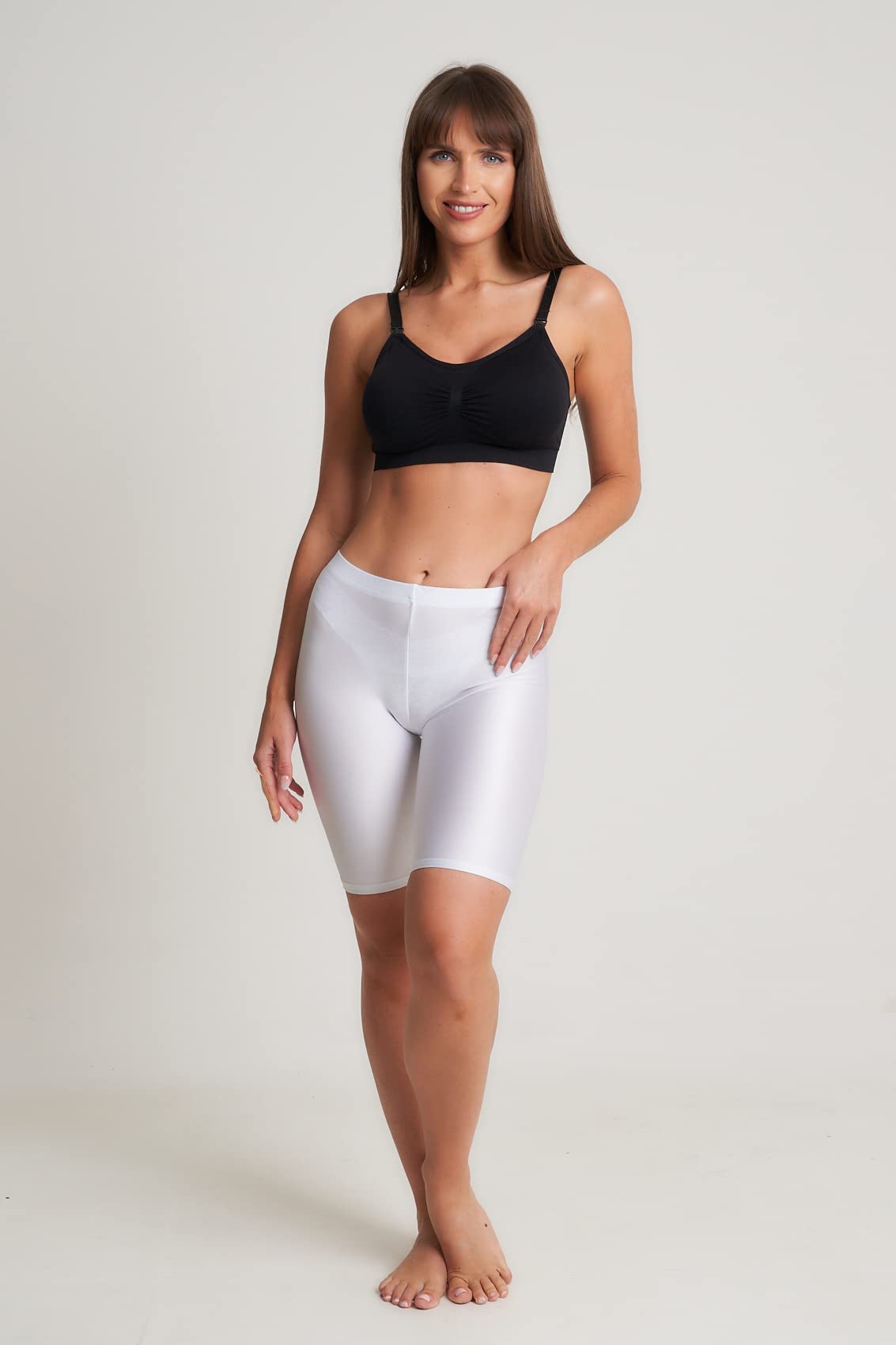 Undercover Women's Shiny Super Stretchy Lycra Leggings - High Waist Yoga Shorts for Cycling, Dance, Workout & Lounge Wear - Comfortable Activewear for Gym, Running & Everyday Use