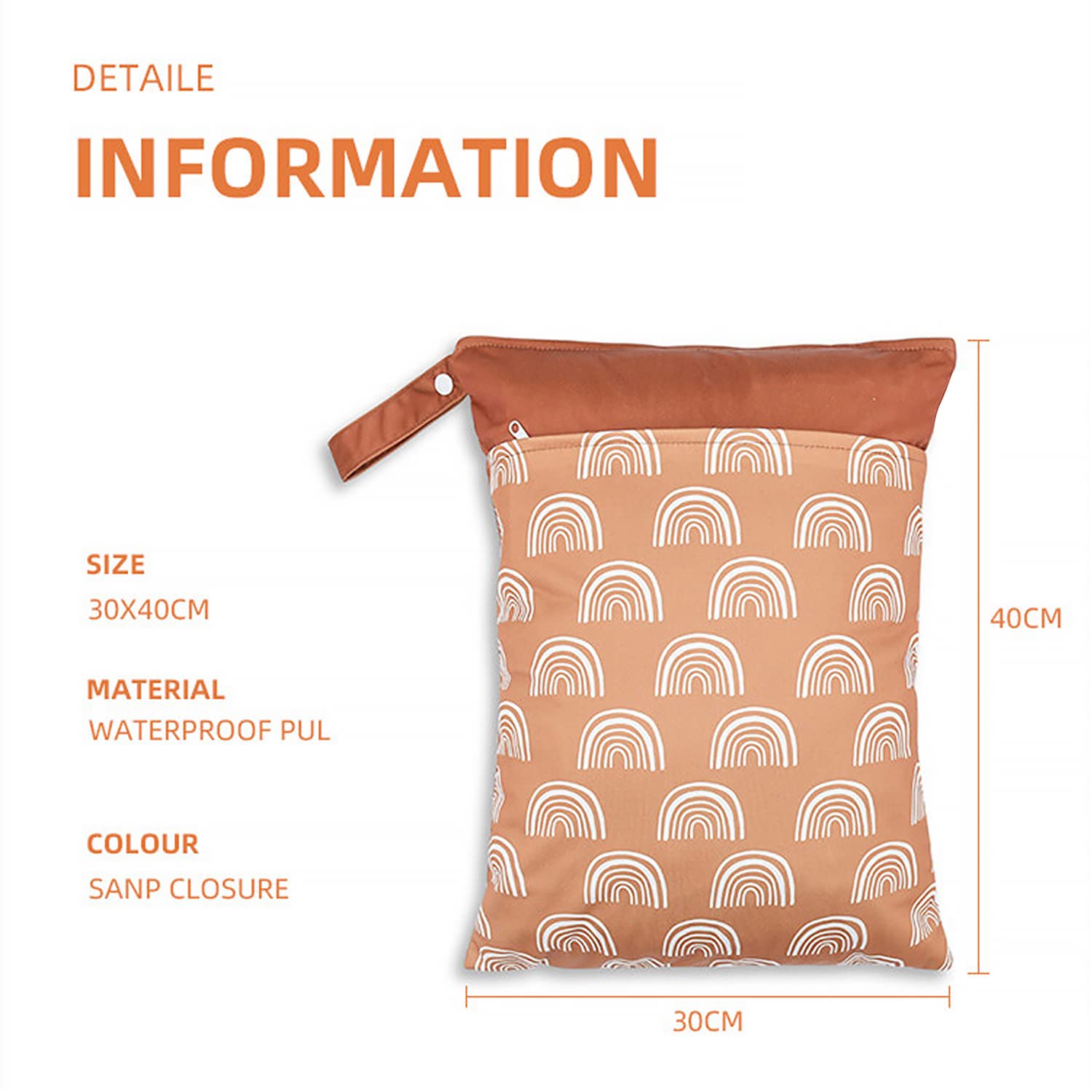 Waterproof Reusable Wet Dry Bag with Two Zippered Pockets & Handle - Ideal for Baby Cloth Diapers, Breast Pump Parts, Beach, Pool, Gym, Yoga & Daycare Organizer - Perfect for Stroller, Travel & Toiletries Storage