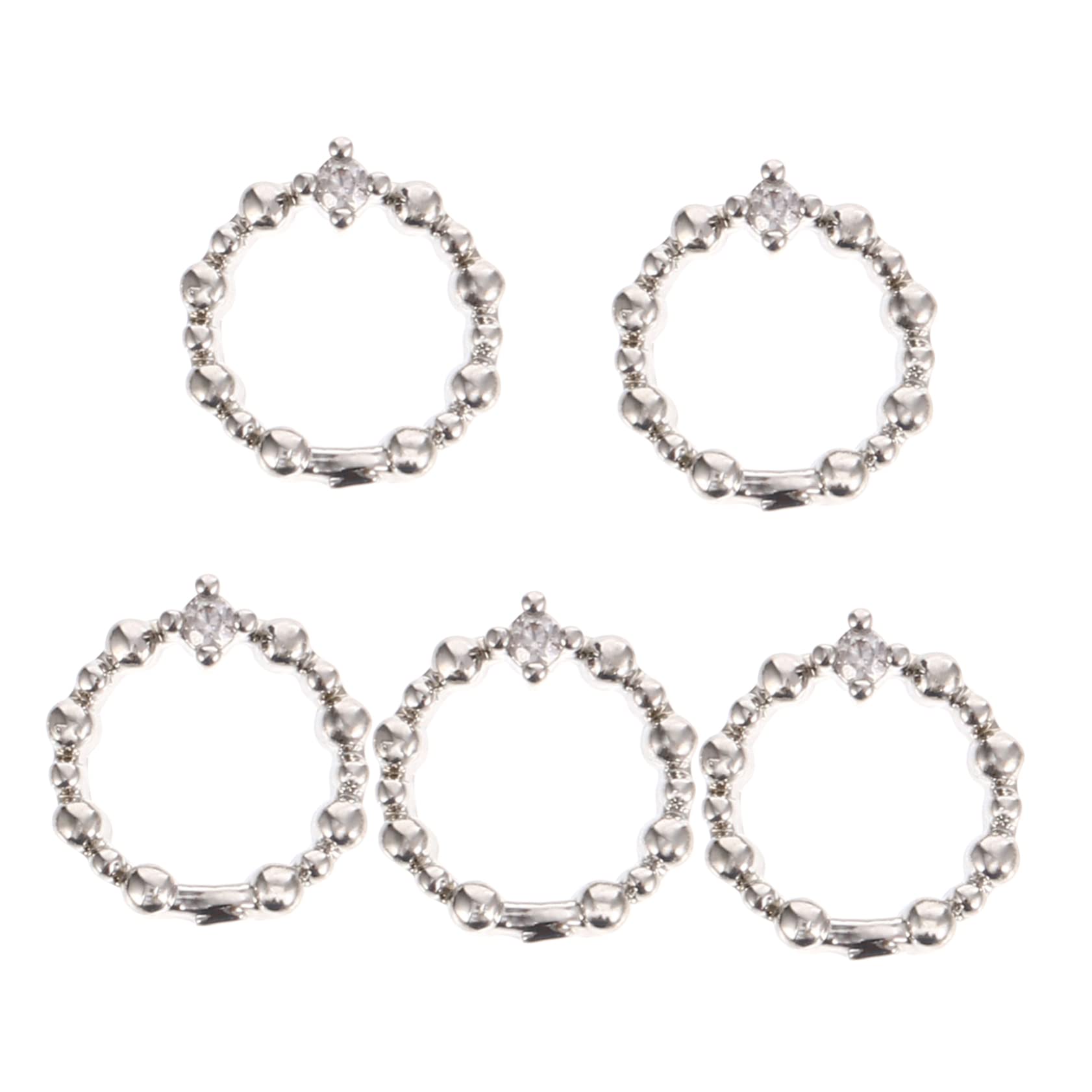 Lurrose 5pcs 3D Nail Charms - Heart Gems & Silver Rings for DIY Manicure, Nail Art & Decoration - Perfect for Wedding, Party, Special Occasion & Acrylic Nails - Salon Quality Nail Accessories for Women & Girls - Ideal for Home Nail Art, Gift Giving, and Professional Salon Use