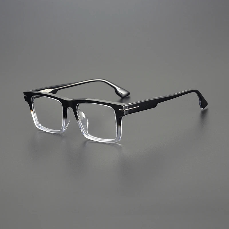 Black Unisex Full Rim Square Acetate Eyeglasses 4529 - Stylish Flat Top Frame for Men & Women - Perfect for Work, Reading, and Fashion Accessories