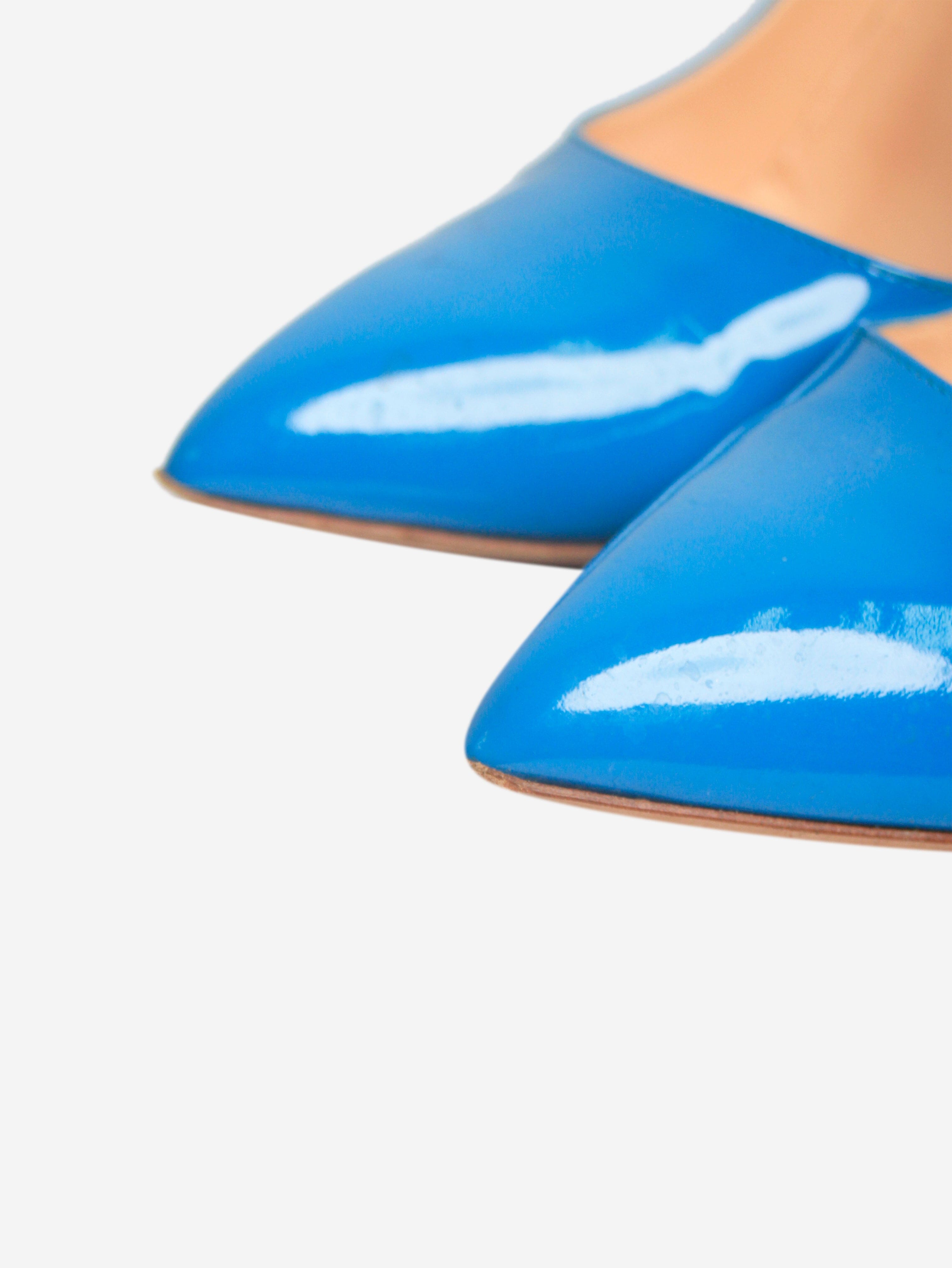Blue Malory Patent Leather Pointed Toe Pumps - Women's Size EU 40 (US 9) - Elegant High Heels for Office, Party & Special Occasions