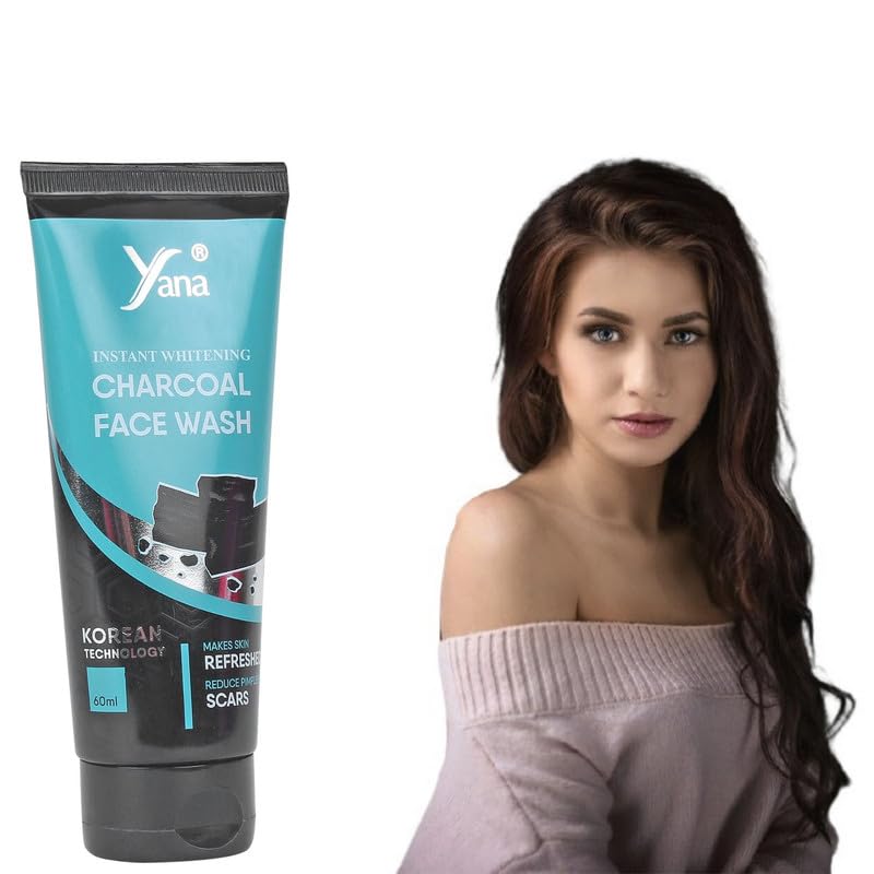 Instant Whitening Activated Charcoal Face Wash | Deep Pore Cleanser for Oily Skin | Korean Skincare Technology | Brightening & Detoxifying Facial Cleanser for Acne-Prone & Combination Skin | Perfect for Daily Skincare Routine & Deep Cleansing