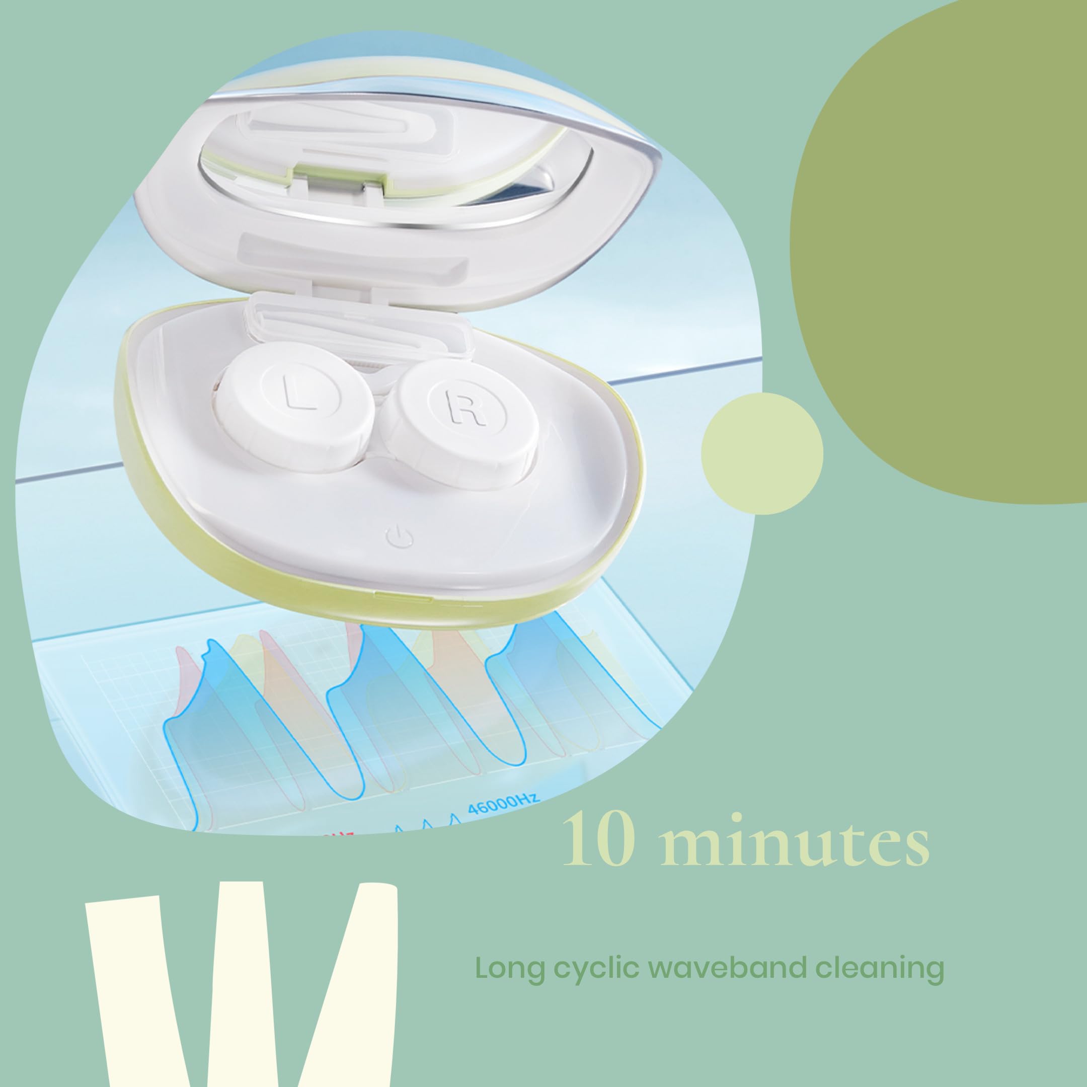 MV7 Ultrasonic Contact Lens Cleaner Machine with Timer Display, Large Mirror & USB Charger - Gentle Cleaning for Soft & Colored Lenses | Perfect for Travel, Home & Daily Lens Care