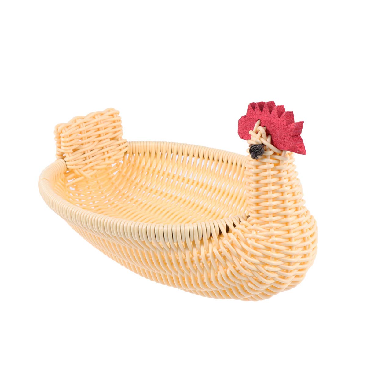 Cabilock Chicken Shaped Rattan Woven Storage Basket - Multipurpose Kitchen Organizer for Fruits, Bread, Snacks - Yellow Home Decor for Tabletop, Countertop & Shelf Styling | Perfect for Farmhouse, Rustic & Boho Kitchen Decor