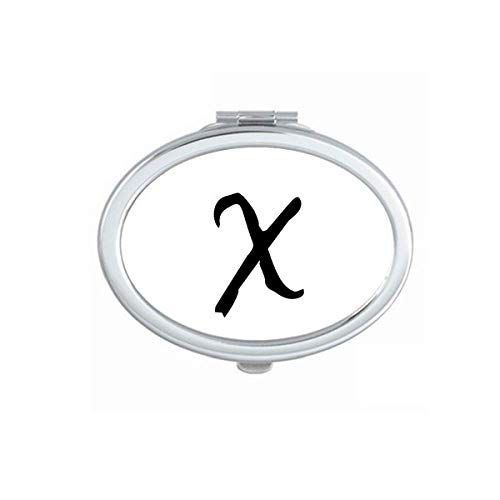 DIYthinker Greek Alphabet Chi Black Silhouette Mirror - Portable Folding Double-Sided Makeup Mirror with Stand, Perfect for Travel, Home Vanity & Professional Makeup Artists