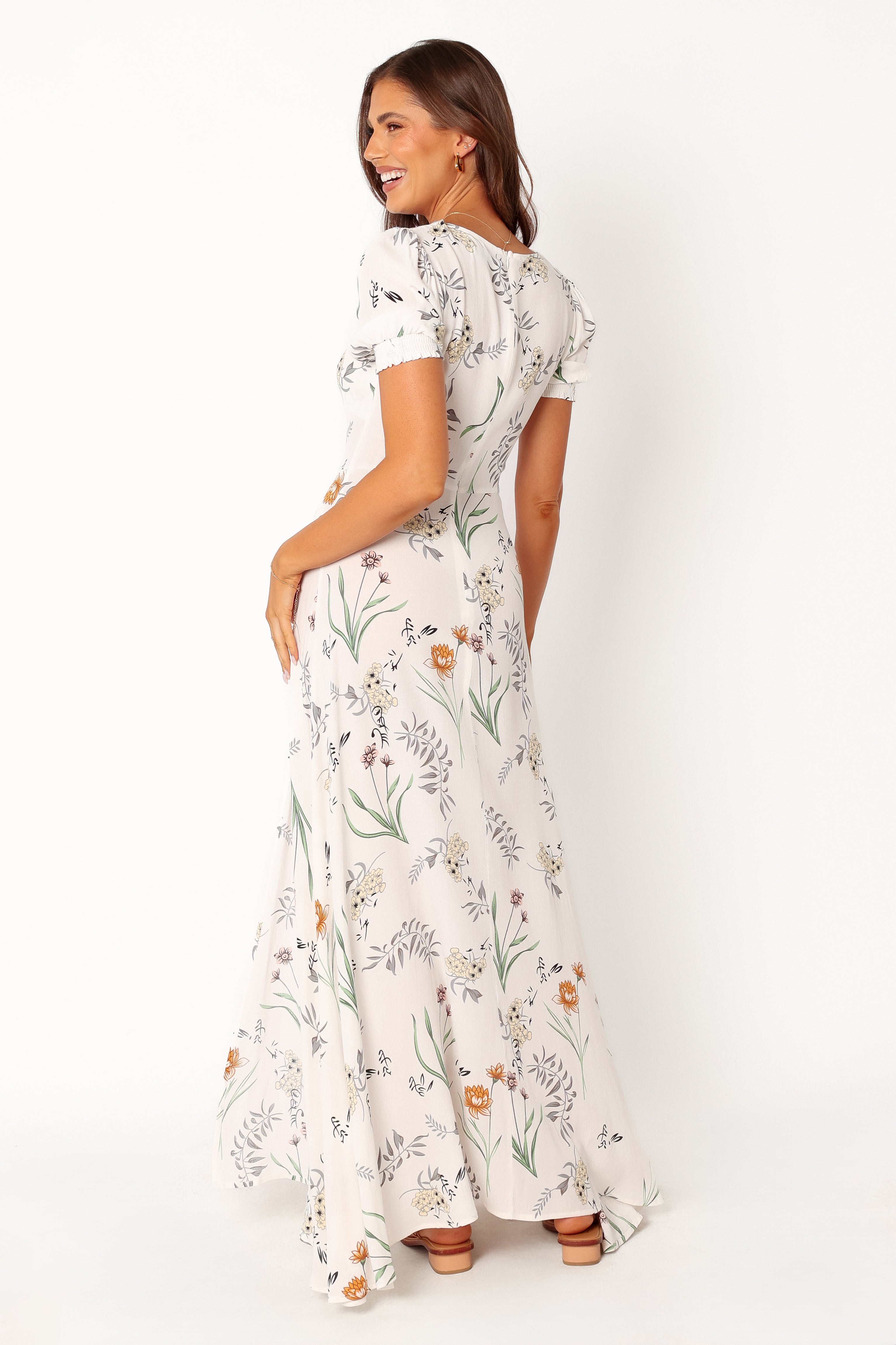 Franklin Women's Maxi Dress - White Floral Print Summer Beach Dress for Vacation, Party & Casual Wear