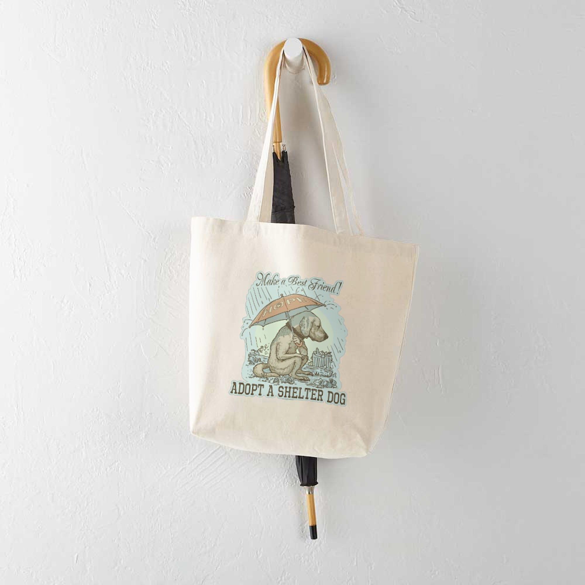 Best Friend Rescue Dog Tote Bag - Natural Canvas Reusable Shopping Bag for Dog Lovers - Perfect for Groceries, Beach Trips & Pet Supplies