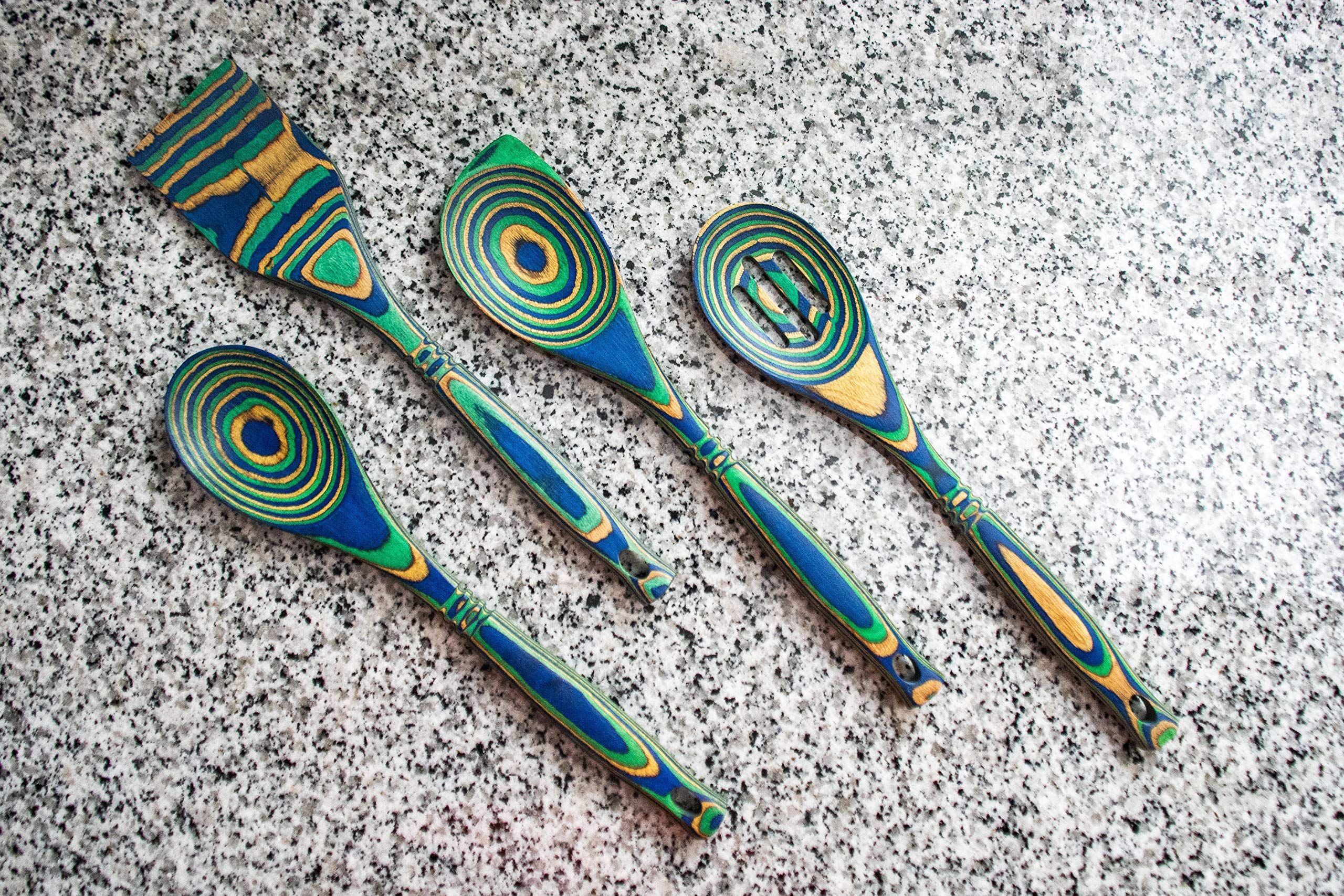 Premium 7-Piece Pakkawood Kitchen Utensil Set - Wooden Spoon, Slotted Spoon, Spatula, Corner Spoon, Small Spoon, Small Spatula & Spreader - Heat Resistant Non-Stick Cooking Tools for Baking, Frying & Serving - Eco-Friendly Kitchen Essentials