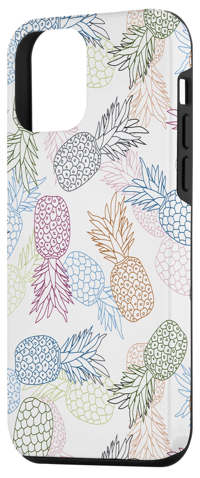 iPhone 12 Mini Case - White Pineapple Plant Design with Rainbow Fruit Colors | Durable Protective Cover for iPhone 12 Mini | Perfect for Beach Vacations, Summer Outings & Hawaiian Theme Parties