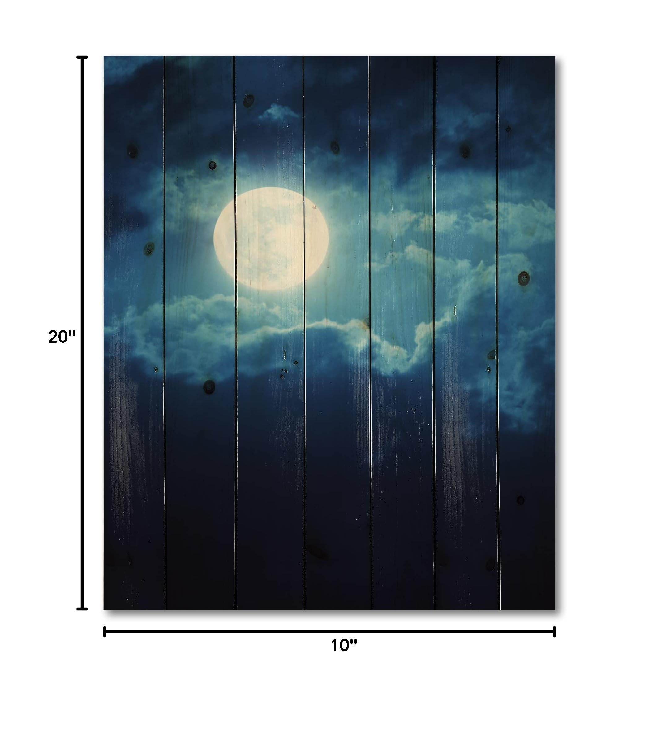 Full Moon Wood Wall Art - Coastal Decor for Living Room & Bedroom