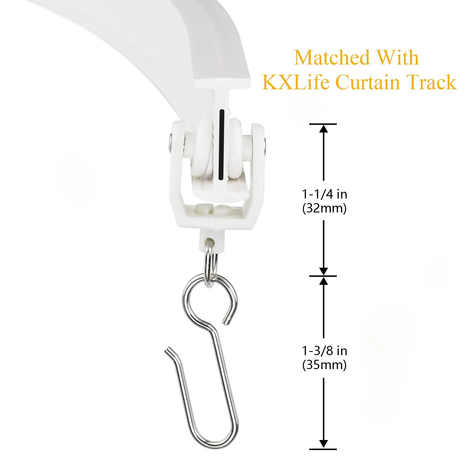 KXLIFE Flexible Ceiling Curtain Track Carrier Rollers - Bendable Curtain Track Pulley with 24 Hooks for Smooth Gliding | Perfect for Home, Office & Hotel Window Treatments