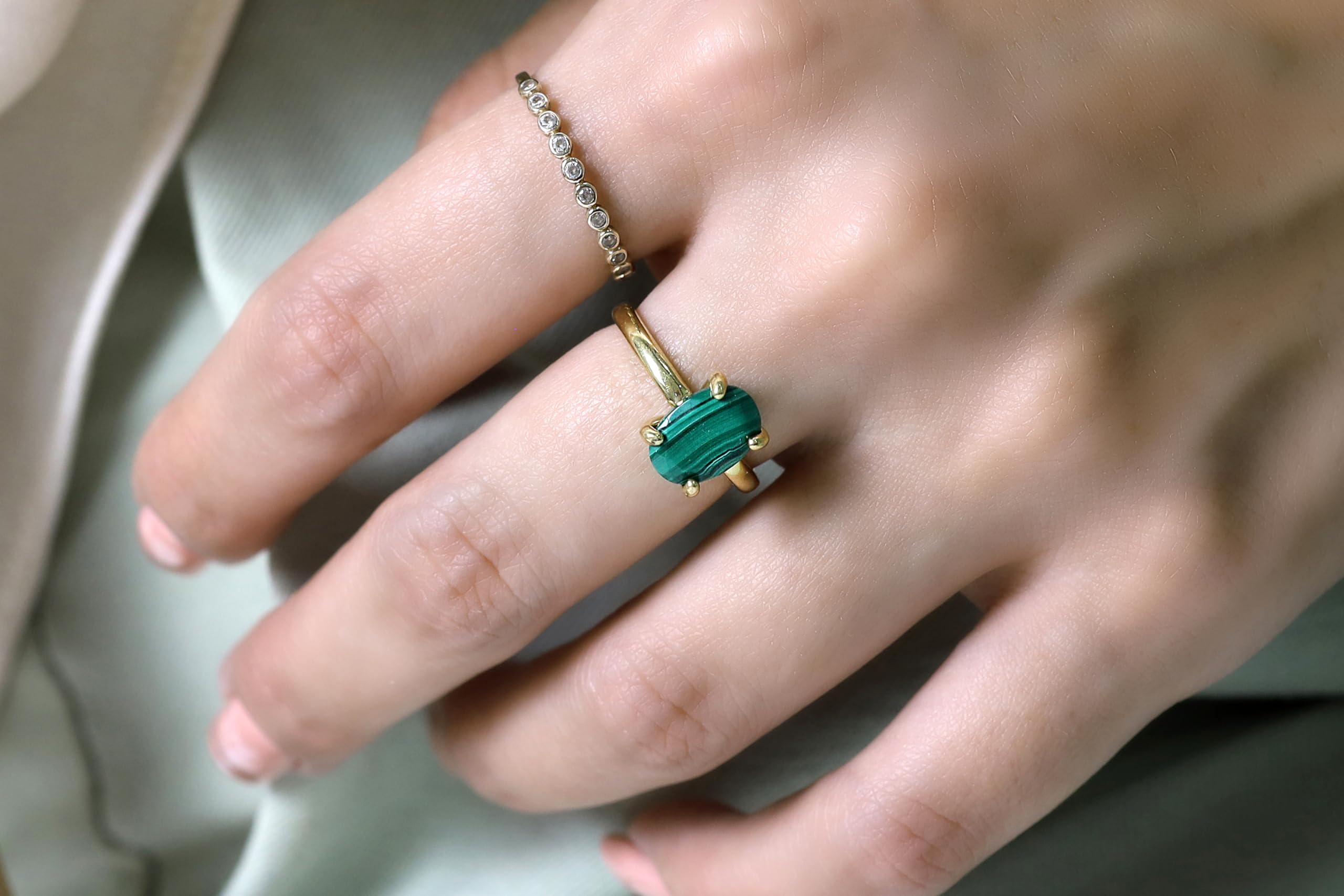Vibrant Malachite Ring - Handmade Green Gemstone Jewelry for Women - Perfect for Engagement & Everyday Wear