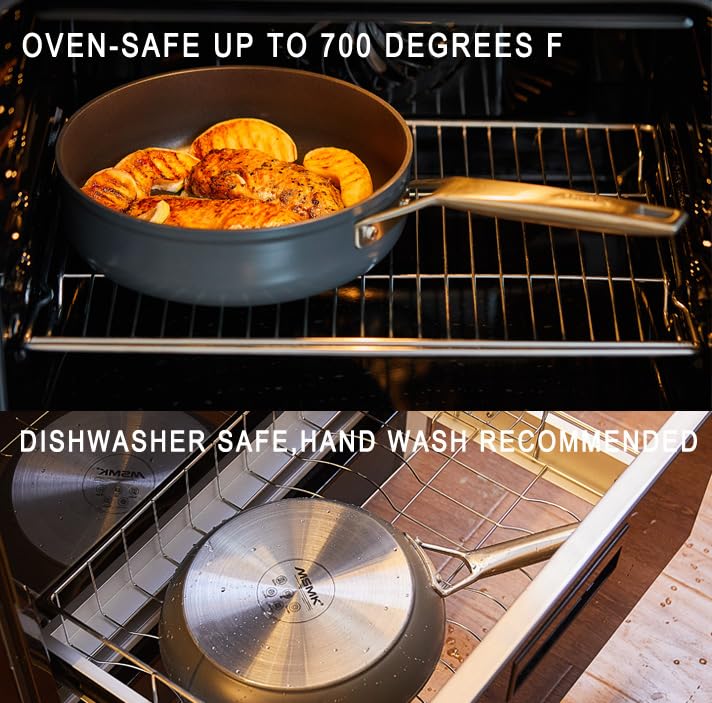 MSMK 5-Piece Nonstick Pots and Pans Set - Durable Induction-Compatible Cookware with Even Heating, Oven & Dishwasher Safe - Perfect for Home Cooking, Meal Prep & Family Dinners