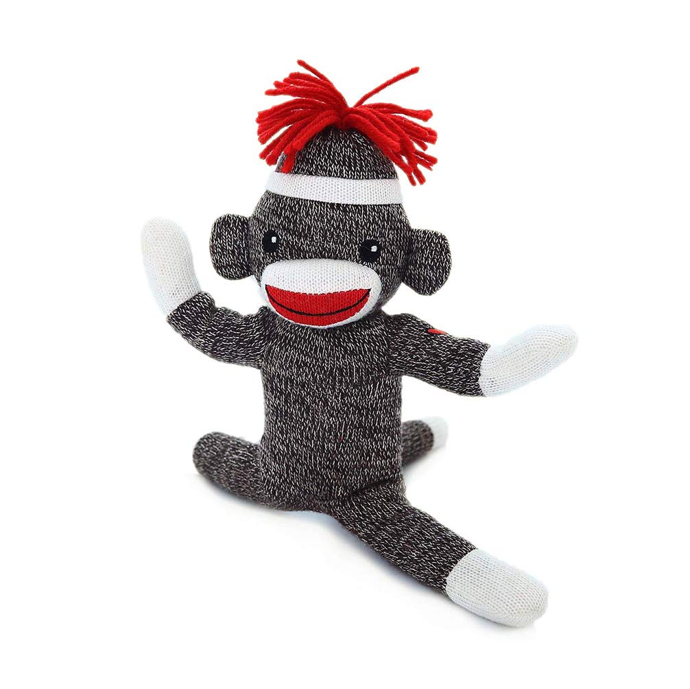 Plushland 8-Inch Adorable Sock Monkey Stuffed Animal - Soft Realistic Knitted Plush Toy Gift for Kids, Babies, Teens, Boys & Girls (Brown) - Perfect for Nursery Decor, Birthday Presents & Cuddling