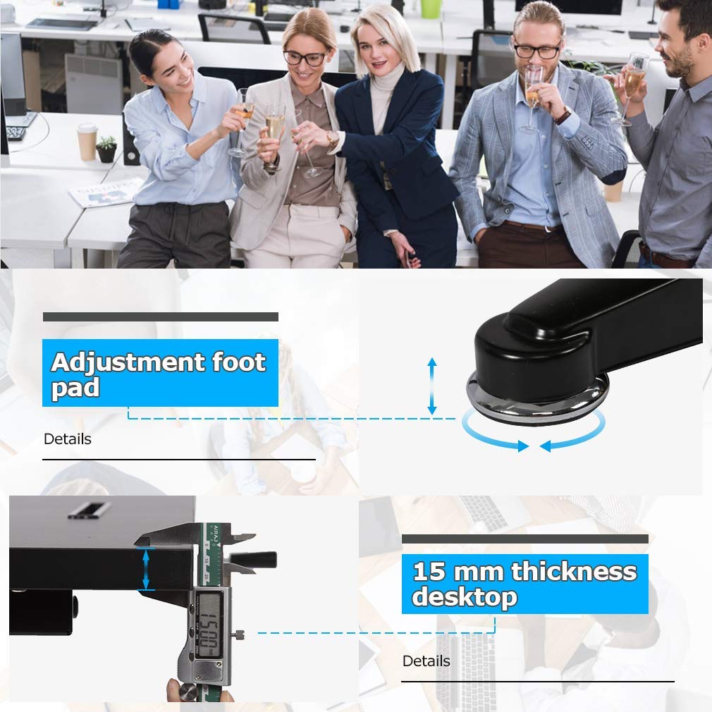 Height Adjustable Standing Desk Converter 48 x 24 Inches - Sturdy Ergonomic Sit Stand Workstation for Home Office, Dual Monitor & Laptop Setup - Black | Perfect for Remote Work & Productivity Boost