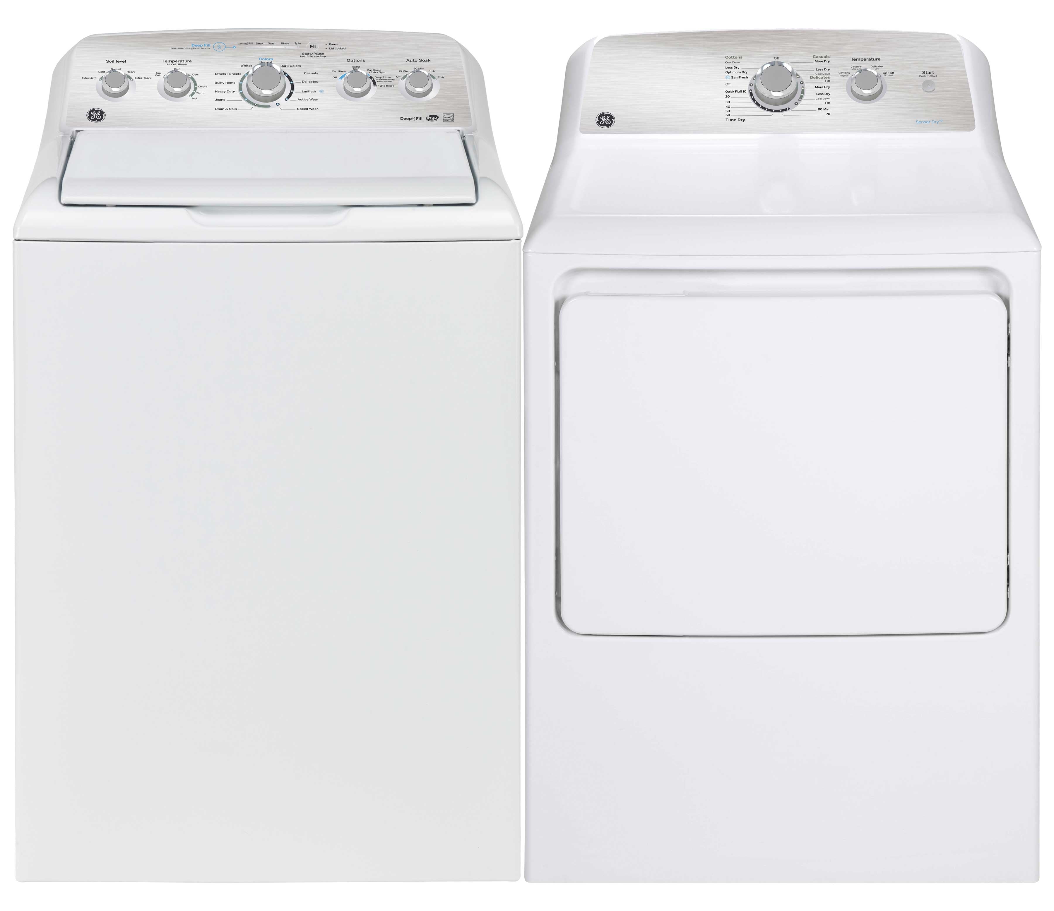 GE White Top Load Washer (4.9 cu. ft) & Electric Dryer (7.1 cu. ft) Laundry Set - GTW490BMRWS/GTD40EBMRWS for Home, Apartment & Laundry Room | Energy Efficient & Large Capacity