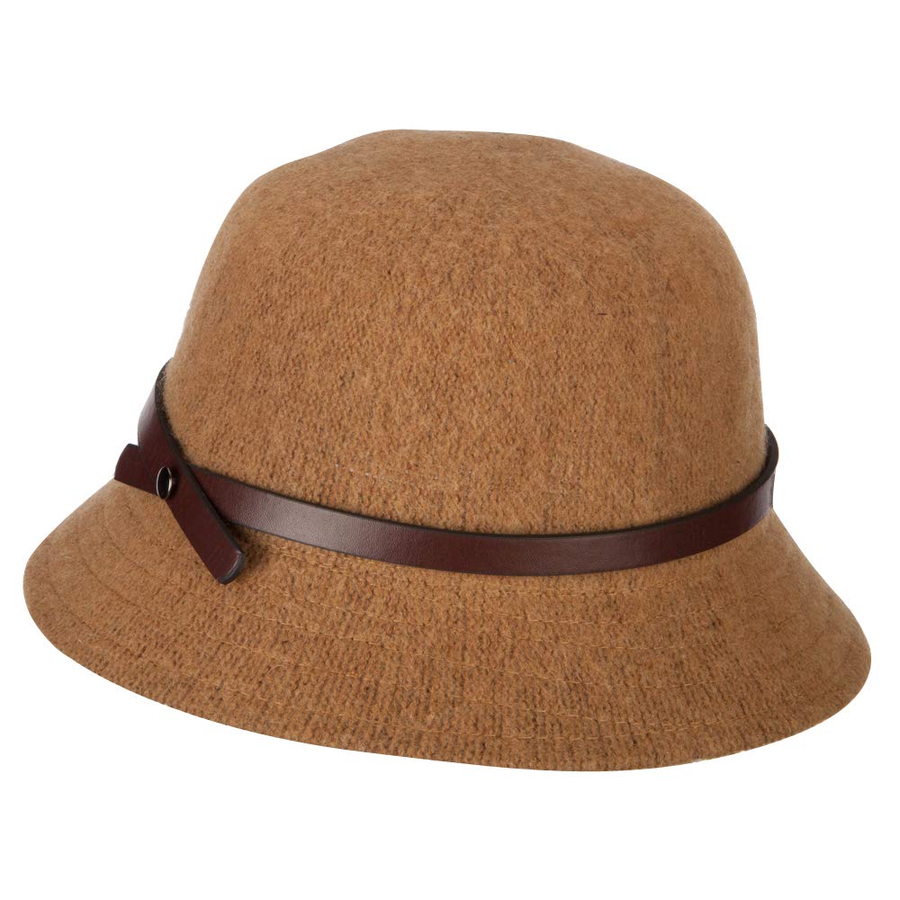 Jeanne Simmons Women's Wool Bucket Hat with Leatherette Band - Stylish Cloche Design for Winter Fashion, Outdoor Activities & Travel Accessories