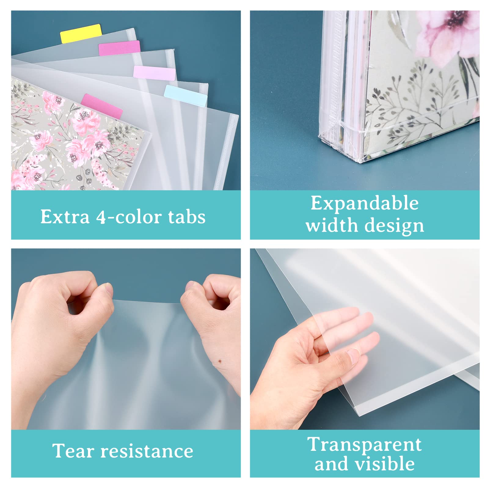 Caydo 20-Piece Clear 12x12 Scrapbook Paper Organizer with Tabs & Gusset Bottom - Perfect for Storing Scrapbook Paper, Vinyl Sheets, Cardstock & Craft Supplies - Ideal for Scrapbooking, Card Making & DIY Projects