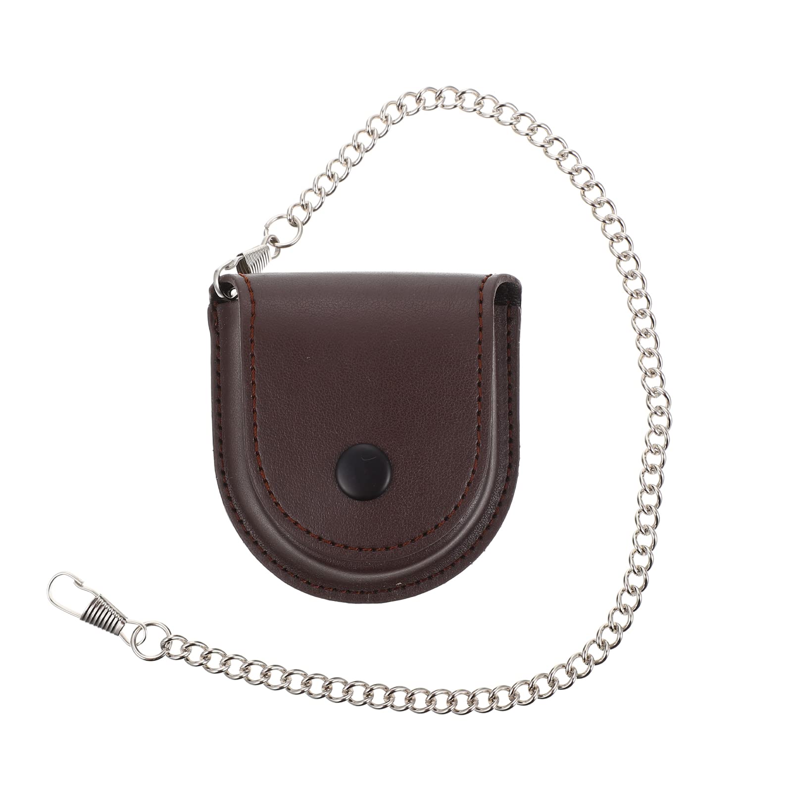 Vintage PU Leather Pocket Watch Case with White Chain - Retro Style Watch Pouch Holder for Men & Women - Perfect for Antique Watch Storage, Gift Giving, and Steampunk Fashion Accessories