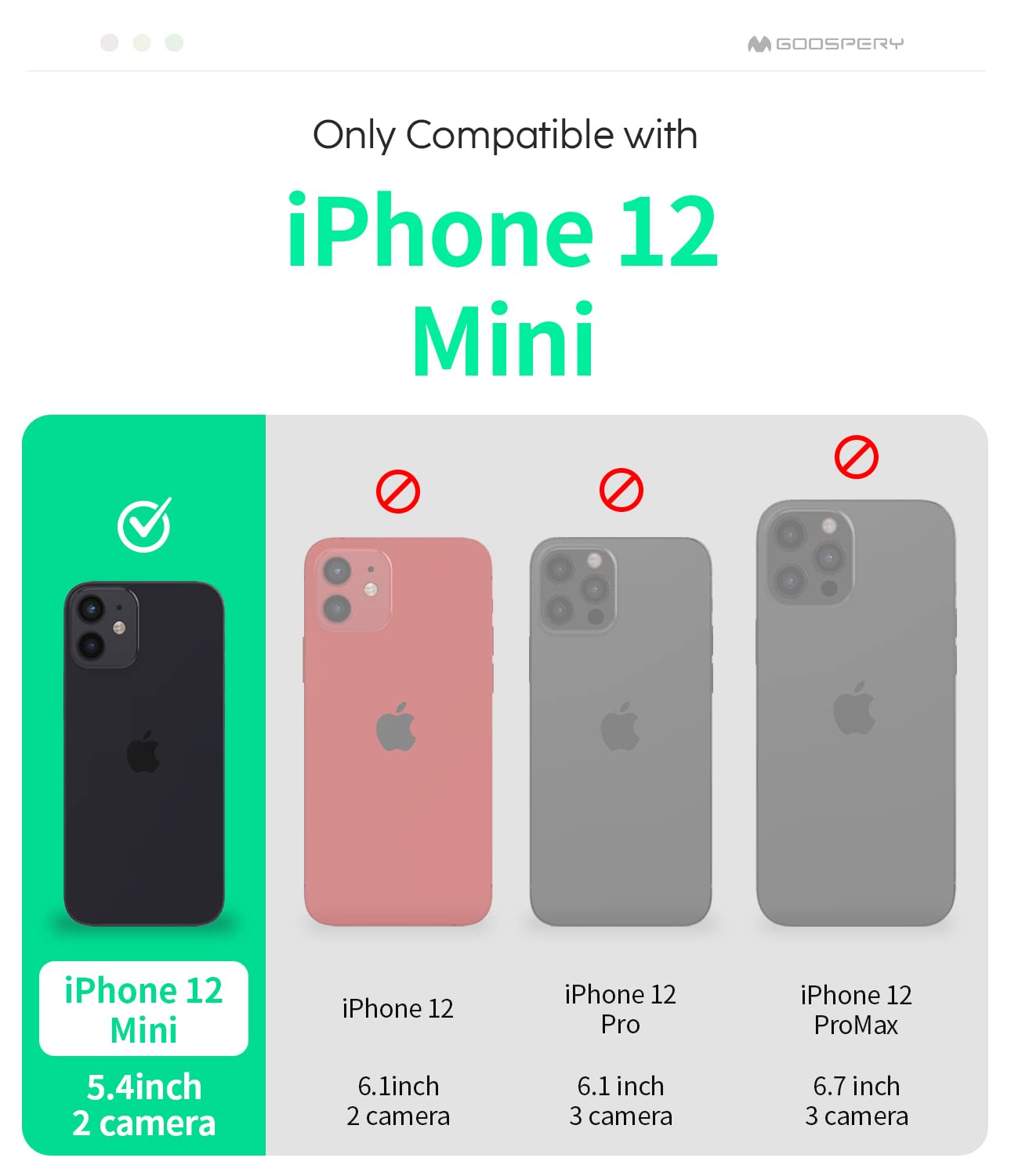 GOOSPERY iPhone 12 Mini Wallet Case with Card Holder & Kickstand - Slim Protective Dual Layer Bumper Phone Cover (White) - Perfect for Travel, Shopping & Everyday Use