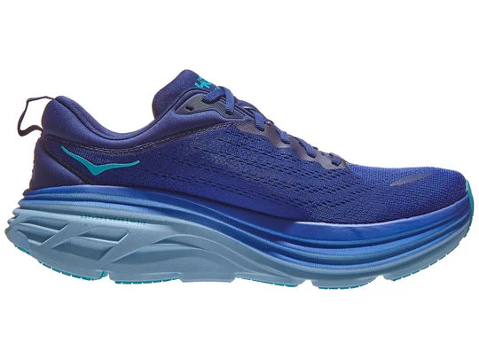 HOKA Men's Bondi 8 Running Shoes - Bellwether Blue/Bluing | Cushioned Road Running & Jogging Sneakers for Men | Lightweight Comfort for Long Distance & Daily Training