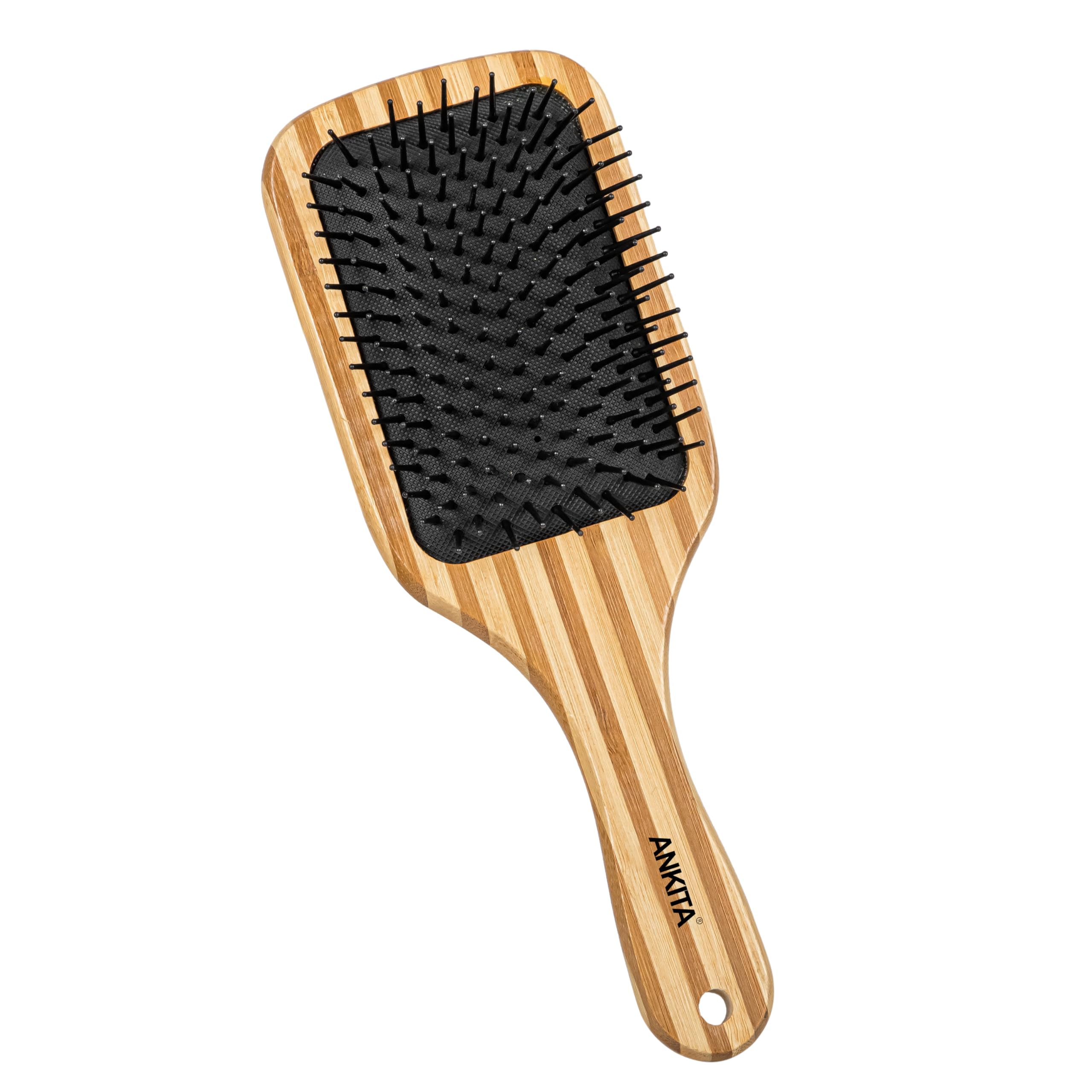 Ankita Bamboo Wood Paddle Hair Brush with Nylon Bristles - Strong & Flexible Soft Bristles for Grooming, Straightening, Smoothing & Detangling Hair - Ideal for Men & Women (A24) | Perfect for Daily Hair Care, Salon Styling & Travel Essentials