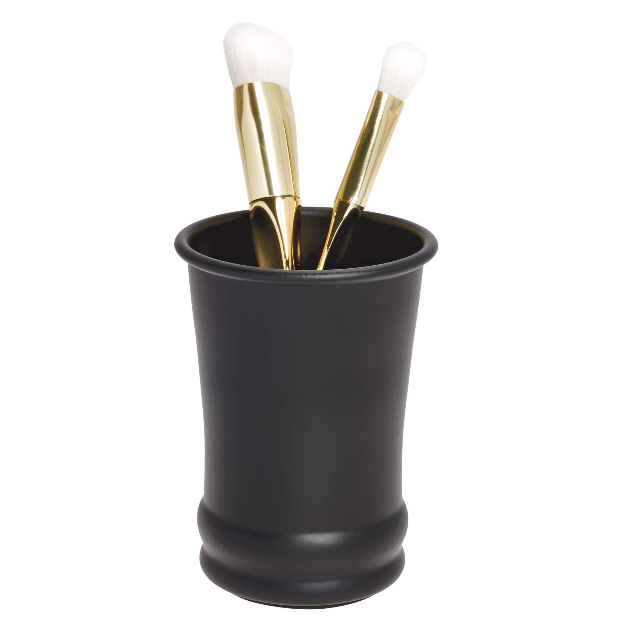 iDesign 26187 Olivia Matte Black Metal Tumbler - Multi-Purpose Makeup Brush Holder & Toothbrush Cup for Bathroom Countertop, Desk Organizer, Dorm Essentials, College Room Decor & Vanity Storage - Perfect for Home, Office & Travel Use