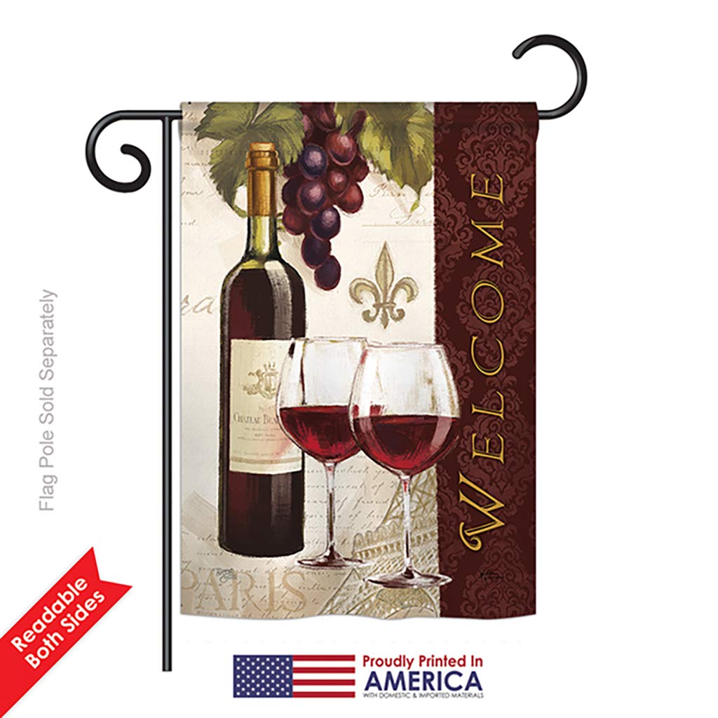 Breeze Decor Double-Sided Wine Welcome Garden Flag Set - 28x40 Inch Outdoor Yard Banner for Wine Lovers (Red, White, Rose) | Perfect for Backyard Parties, Vineyard Decor & Gift Giving | Made in USA