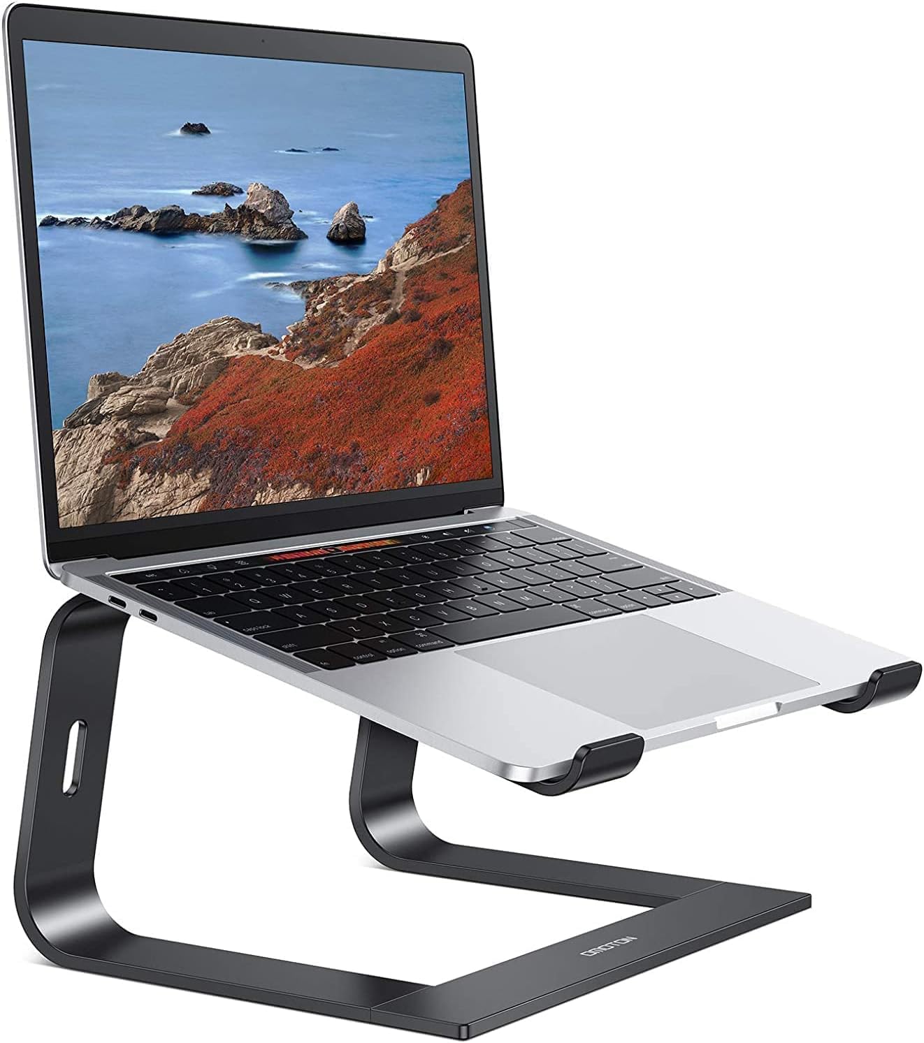 OMOTON Adjustable Aluminum Laptop Stand for Desk - Ergonomic Detachable Laptop Holder Compatible with MacBook Air/Pro, Dell, HP, Lenovo (11-16 Inch) - Perfect for Home Office, Gaming & Workstation Setup - Black