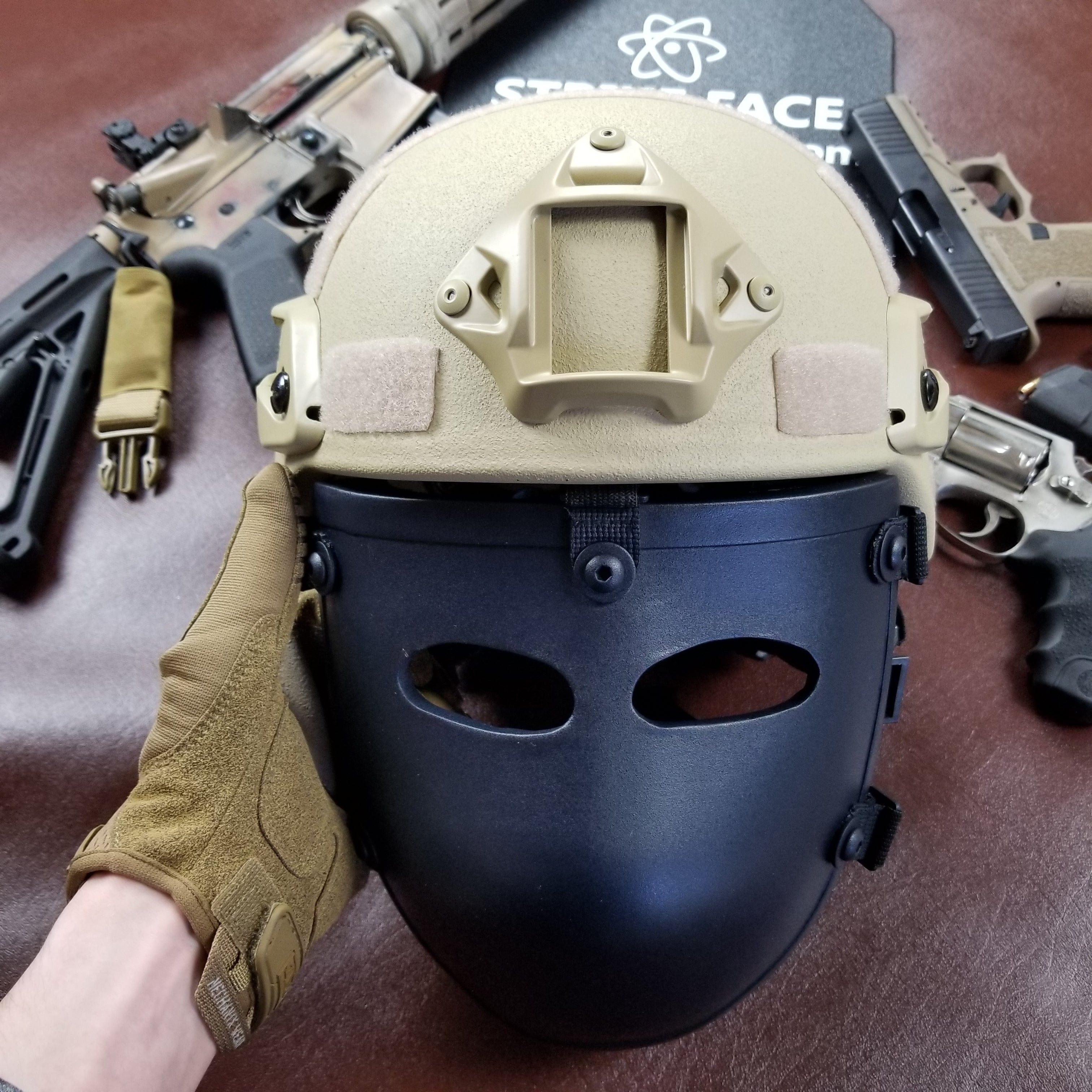 NIJ Level IIIA+ Bulletproof Half Face Mask for Military & Tactical Helmets - Ideal for Combat, SWAT, and Law Enforcement Operations