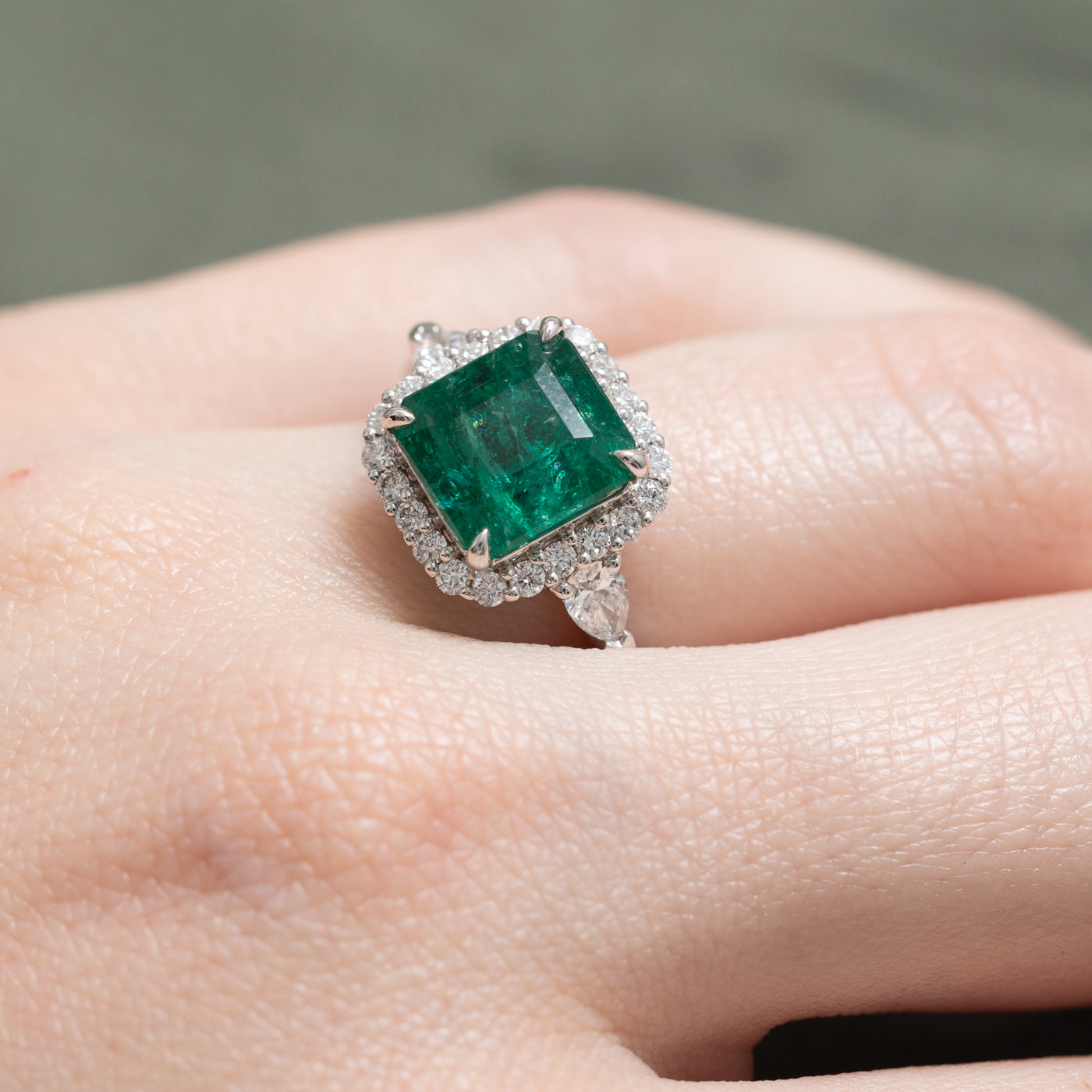 Exquisite 3.72ct Emerald & Diamond Halo Engagement Ring | 0.691ctw GIA Certified | Size 6.25 | Perfect for Wedding, Anniversary & Proposal Gifts
