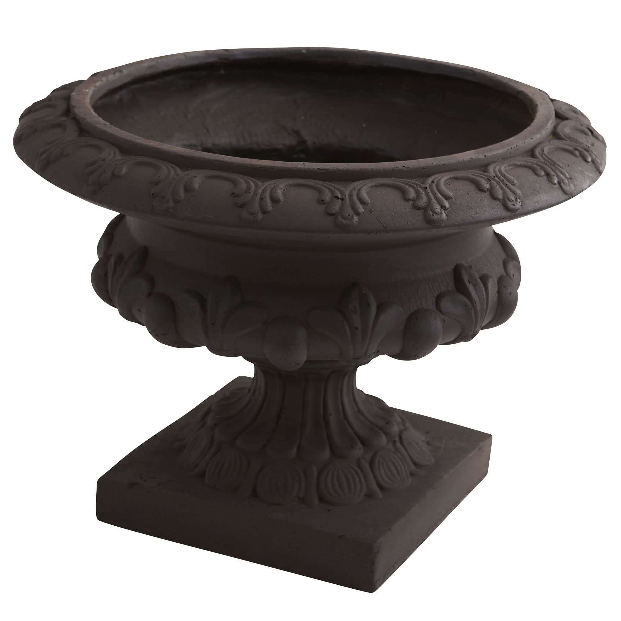 Nearly Natural 12.5 Inch Decorative Iron Finish Urn Planter - Indoor Outdoor Flower Pot Container in Gray for Patio, Garden, or Home Décor
