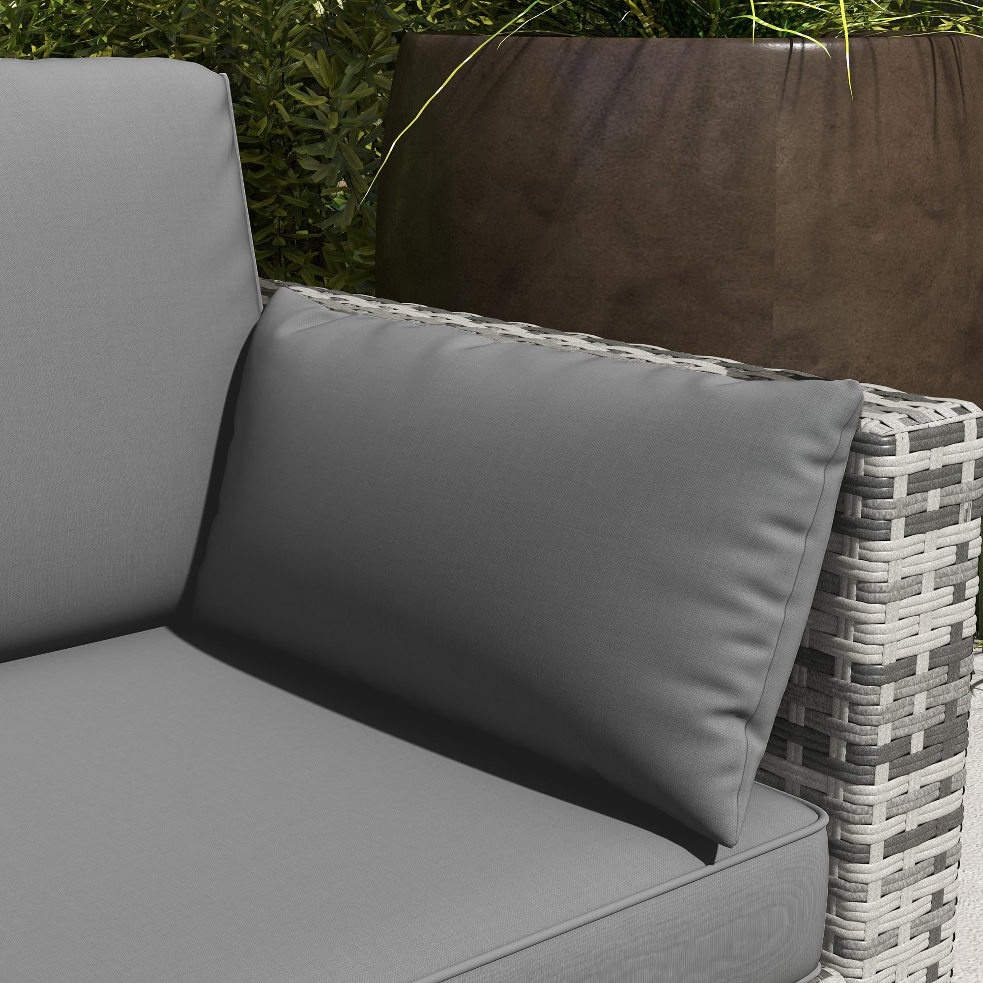 Outsunny 3-Seater PE Wicker Outdoor Sofa with Removable Cushions - Gray Rattan Patio Furniture for Balcony, Deck, Garden & Poolside | Perfect for Relaxing, Entertaining & Outdoor Lounging