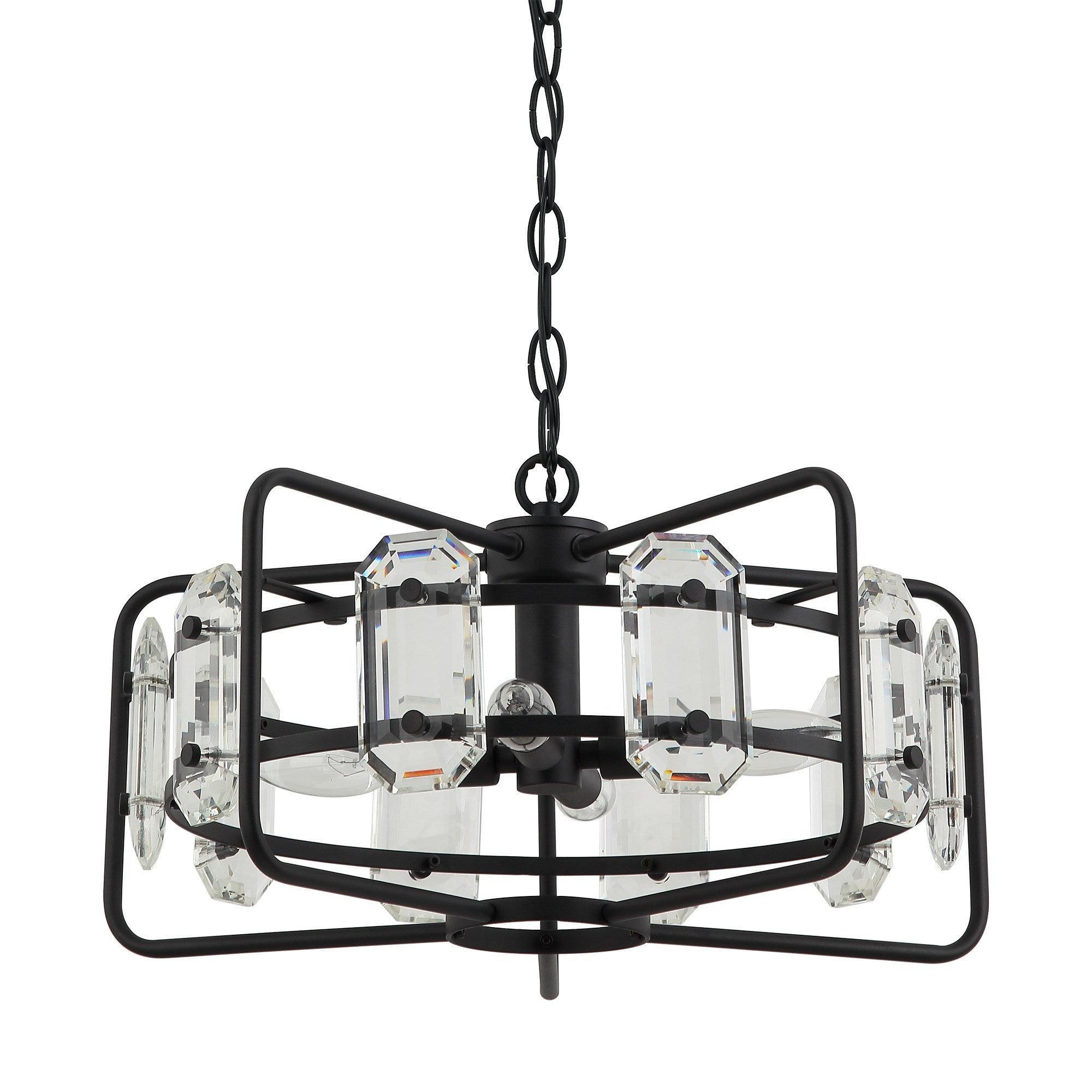 4-Light Modern Crystal Pendant Light Fixture - Gold or Black Finish - Perfect for Dining Room, Living Room, or Bedroom Ceiling Lighting