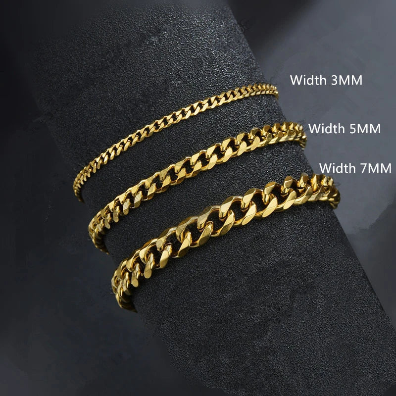 Authentic Cuban Link Bracelet for Men - 14K Gold Plated Stainless Steel Chain Bracelet - Perfect for Gifts, Parties & Everyday Wear