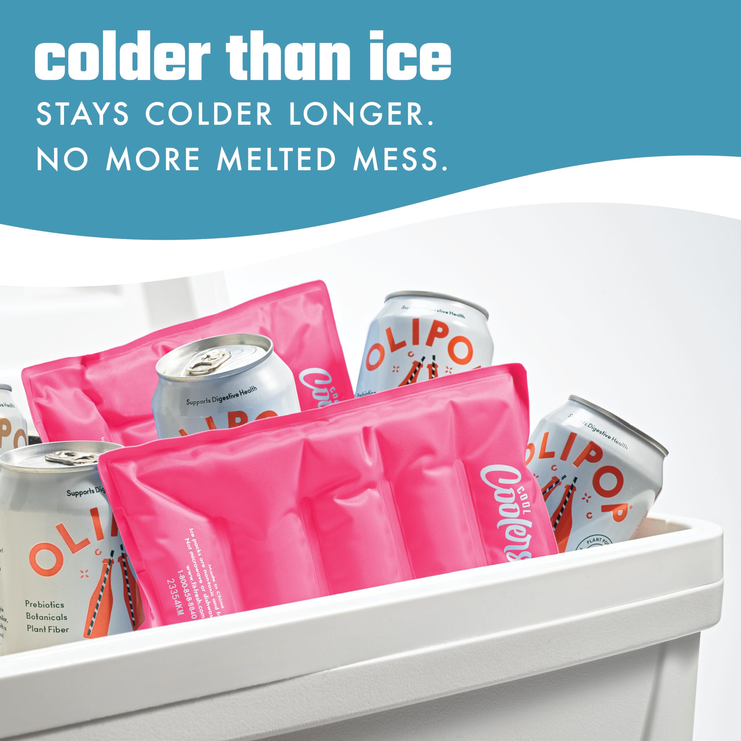 Fit & Fresh 2-Pack Soft Flexible Ice Packs for Coolers & Lunch Boxes - Reusable Freezer Packs with Stretch Nylon Cover (Hot Pink) - Perfect for Picnics, School Lunches & Outdoor Adventures