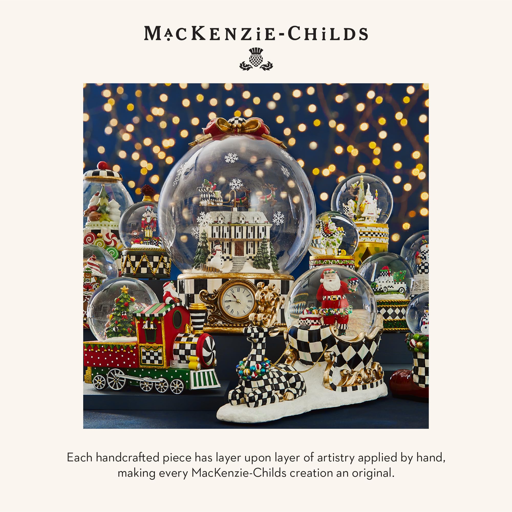 MACKENZIE-CHILDS Snow Globe - Elegant Courtly Teapot Christmas Ornament for Holiday Home Decor, Festive Living Room Centerpiece, Perfect Gift for Collectors & Winter Enthusiasts (Great for Christmas Tree Decorations, Mantel Displays & Seasonal Tablescapes)