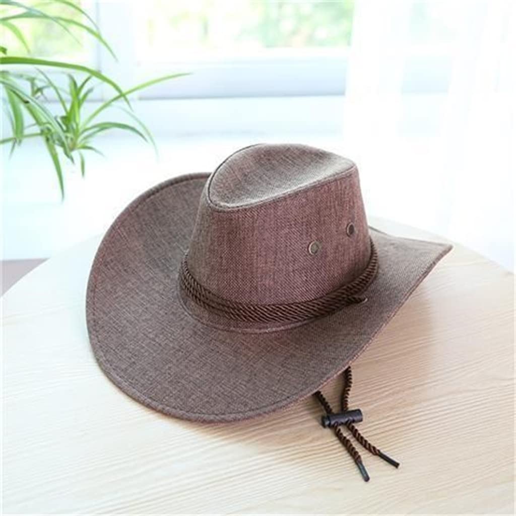 WDBBY Men's Outdoor Straw Hat - Summer Beach Fisherman Hat, Western Cowboy & Mountaineering Sun Hat for UV Protection (56-58cm, Color B) - Perfect for Beach Vacations, Hiking & Outdoor Adventures