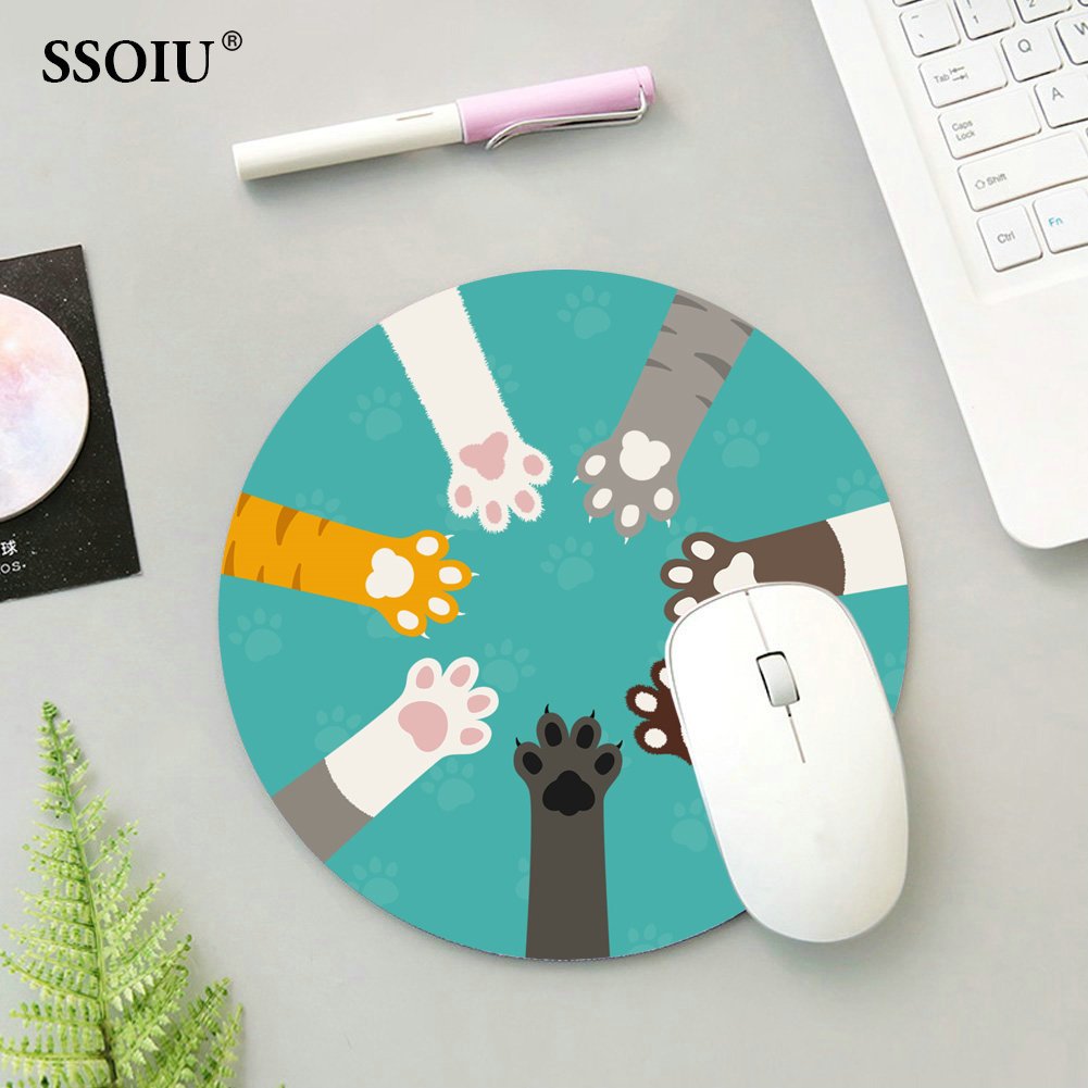 Colorful Cat Paw Mouse Pad - Non-Slip Gaming Mouse Mat with Cute Animal Design for PC, Laptop & Office Use - Perfect Gift for Cat Lovers & Gamers