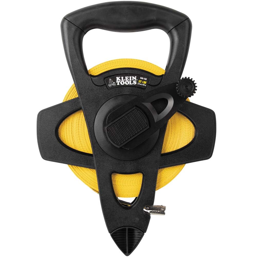 Klein Tools 946-150 150-Foot Woven Fiberglass Tape Measure - Durable Open-Reel Construction for Construction, Electrical Work & DIY Projects
