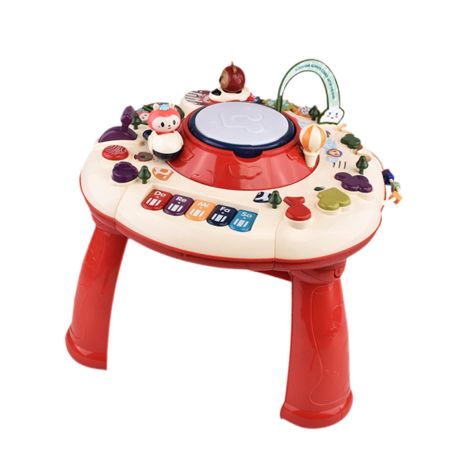 Milageto Baby Activity Table - Musical Sensory Toy with Lights & Sounds, Educational Learning Center for Toddlers Boys & Girls - Perfect for Playtime, Birthday Gifts & Early Childhood Development (Red)