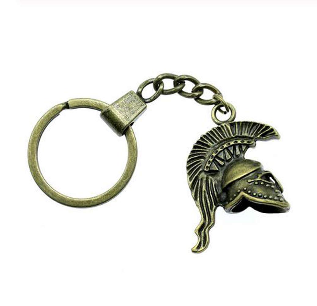 Vintage Roman Soldier Helmet Keychain - Bronze Gift for Men | Historical Collectible