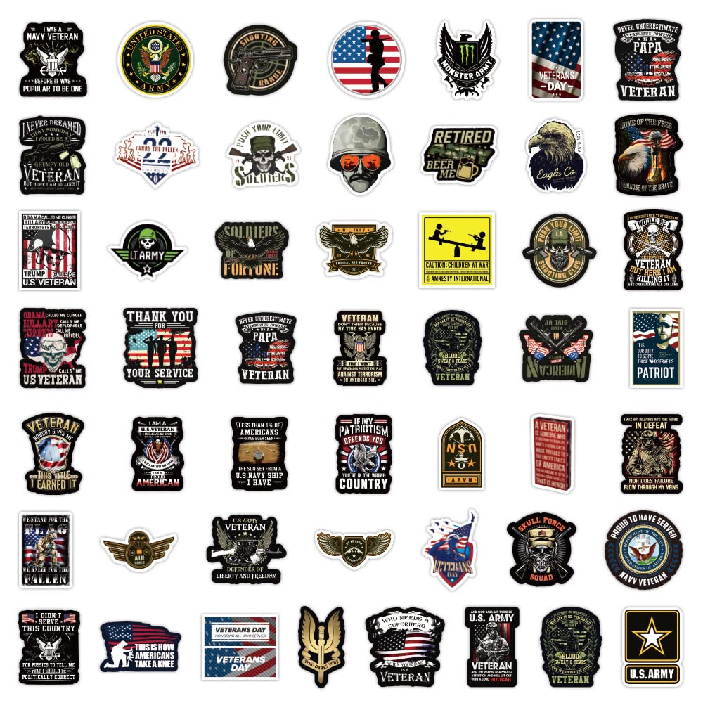 50PCS Military Stickers - US Army, Navy, Air Force & Infantry Decals - Waterproof Vinyl Stickers for Phones, Laptops, Tablets, Cars, Bikes, Helmets & More - Perfect for Kids, Teens, Adults & Patriotic Decor - Great for DIY Projects, Gifts & Personalizing Belongings