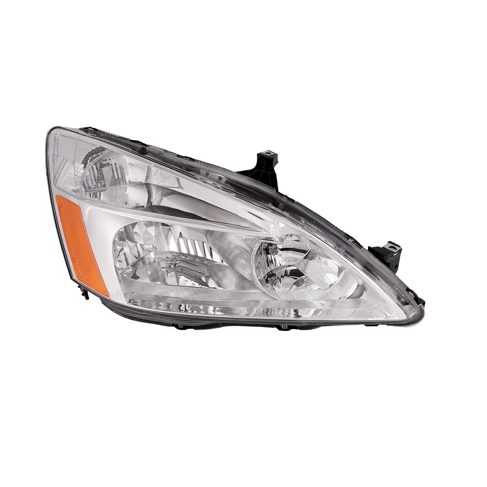HEADLIGHTSDEPOT Chrome Housing Halogen Headlight Replacement for 2003-2007 Honda Accord - Right Passenger Side Headlamp Assembly - Perfect for Night Driving & Foggy Conditions