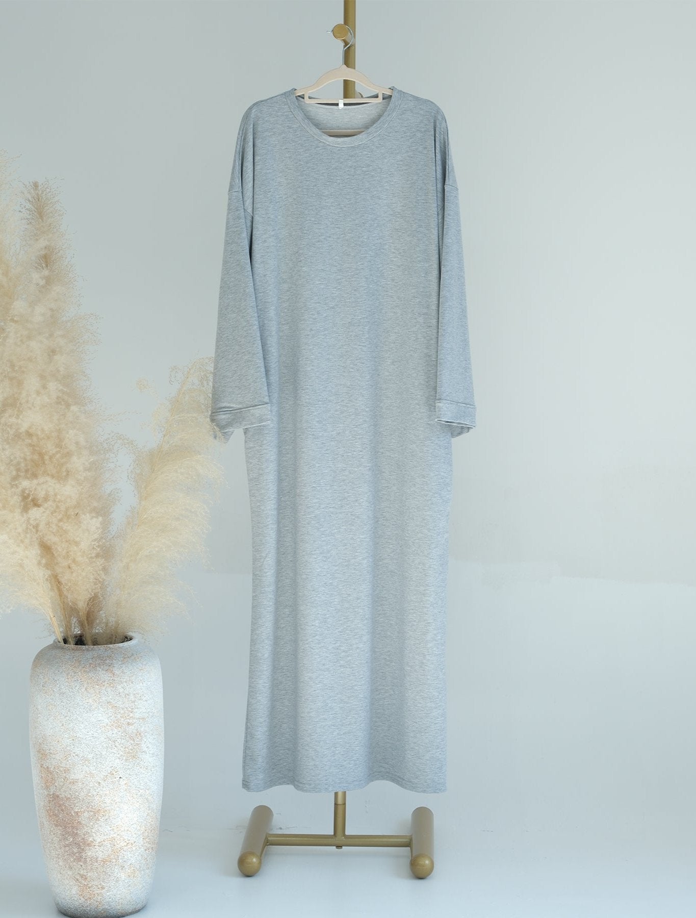 Ava Knit Maxi Dress for Women - Soft Stretchy Gray Long Dress, Perfect for Casual Wear, Date Night & Summer Vacations